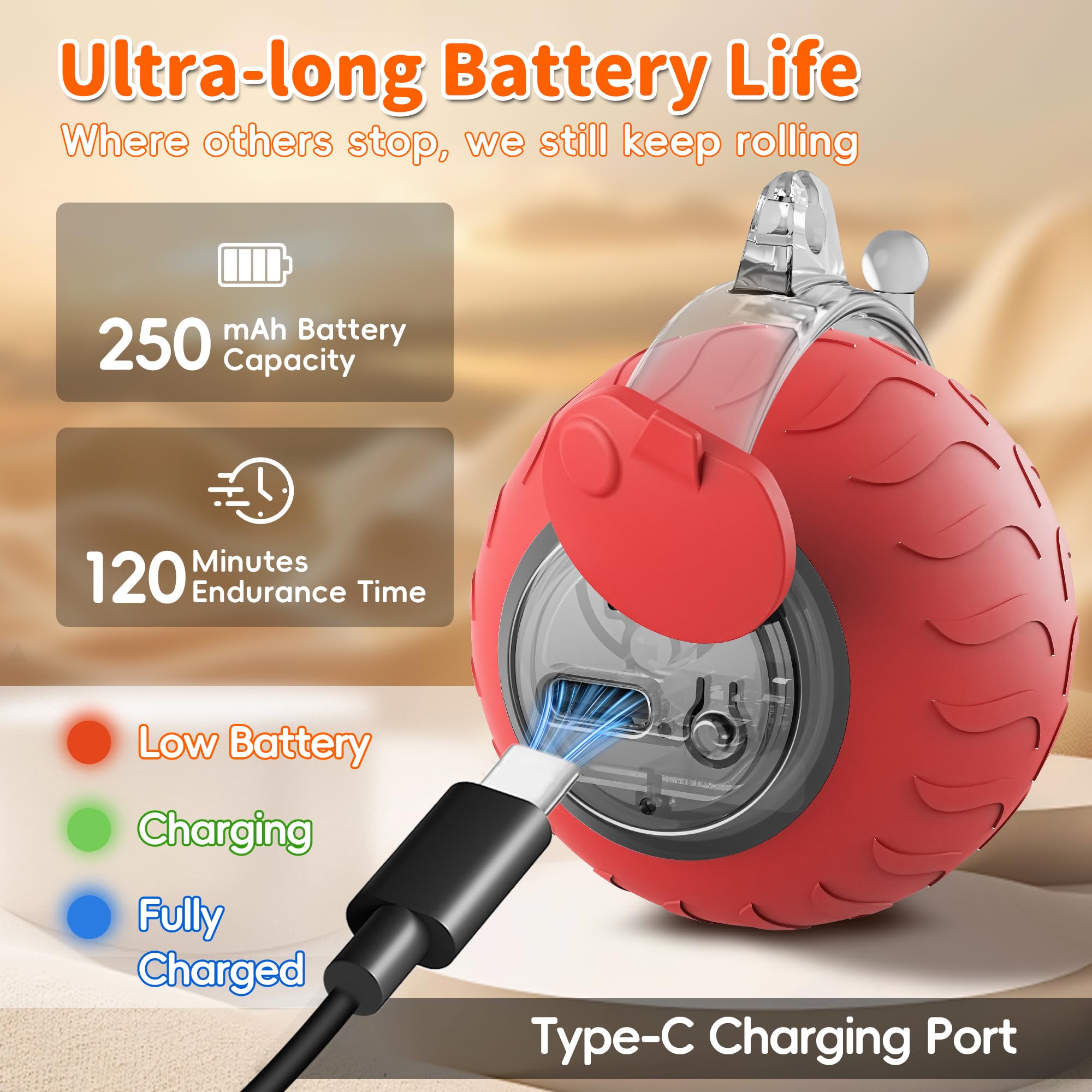 Upsky Interactive Cat Toy Ball For Indoor Cats, Automatic Moving Electric Rolling Cat Ball Toy, 3-Speed Modes Smart Kitten Toys