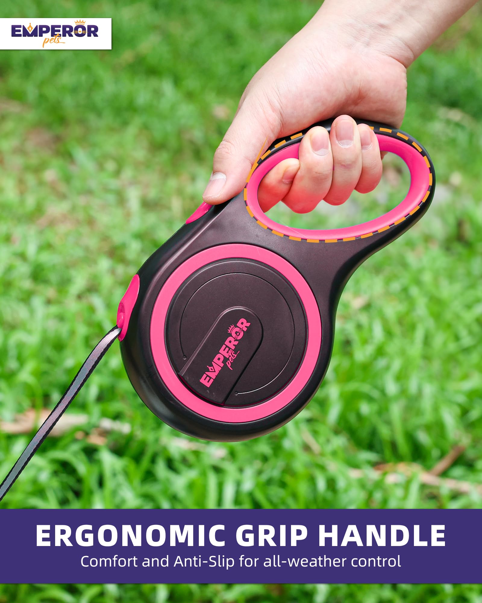 Emperor Pets 26 Ft Retractable Dog Leash Large Dogs - Up To 110Lb, Large Dog Leash Heavy Duty Leash Retractable 26 Ft, Leashes For Large Breed Dogs, Medium Dogs -Pk26