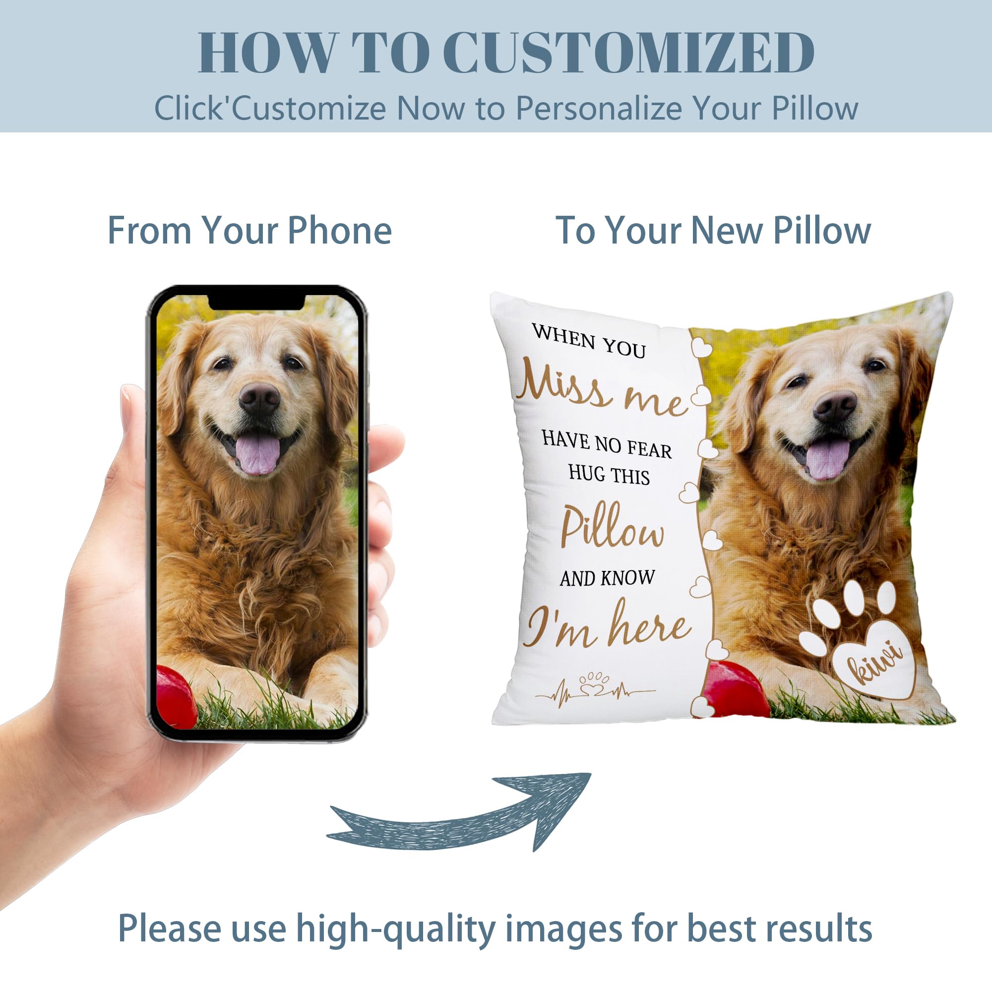 Funny Diy Custom Pet Memorial Gifts For Loss Of Dogs, Personalized Dog Memorial Throw Pillows With Pictures Name, Pet Memorial P