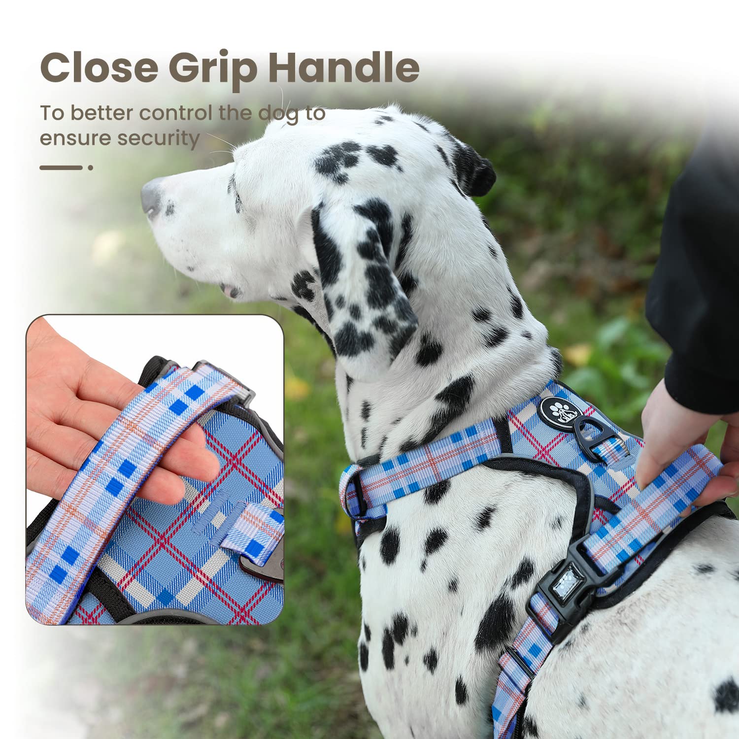 FURRYFECTION Plaid Dog Harness for Medium Dogs | No Pull Reflective Pet Harness | No Choke Adjustable Dog Vest Harnesses | with