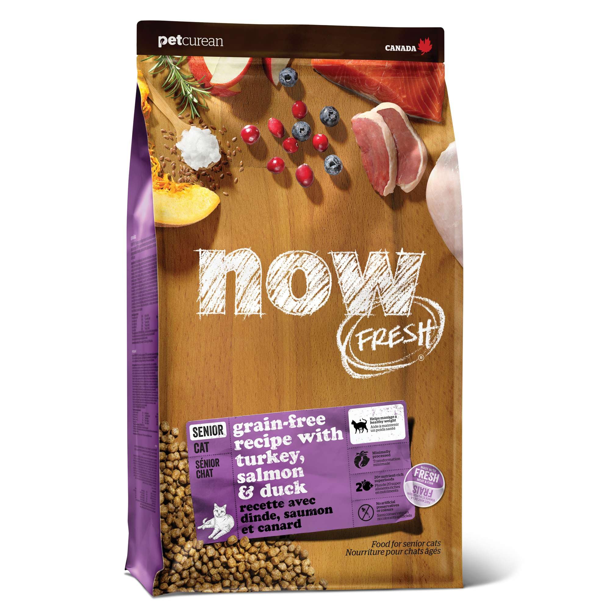 Now Fresh Grain-Free Senior Dry Cat Food with Turkey, Salmon & Duck, Premium Kibble Made with Real Poultry & Fish, Chicken-Free 