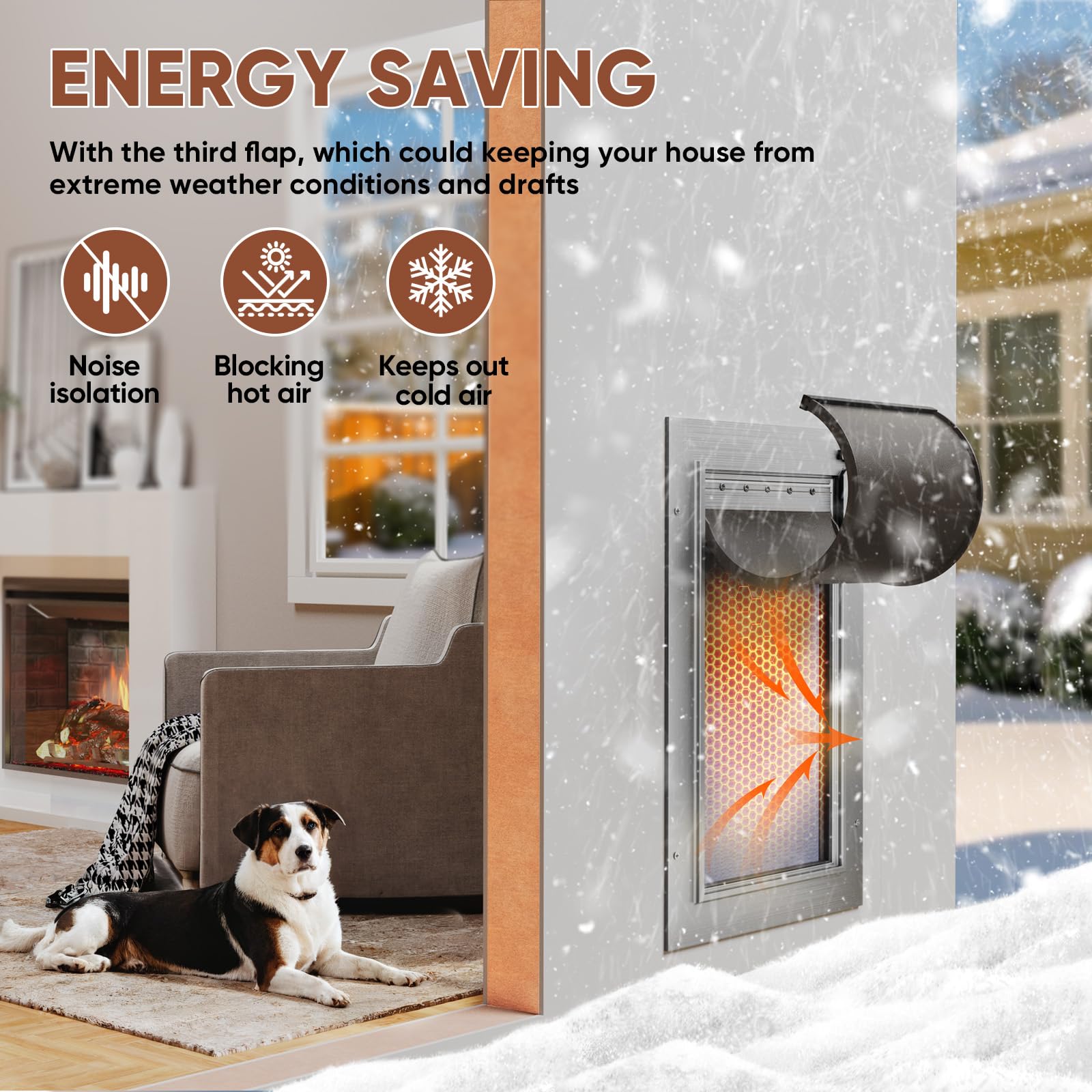 3 Flap Doggy Door, All Aluminum Alloy Dog Door For Wall, Medium Doggie Door Heavy Duty Pet Door, Easy To Install, Energy Efficie