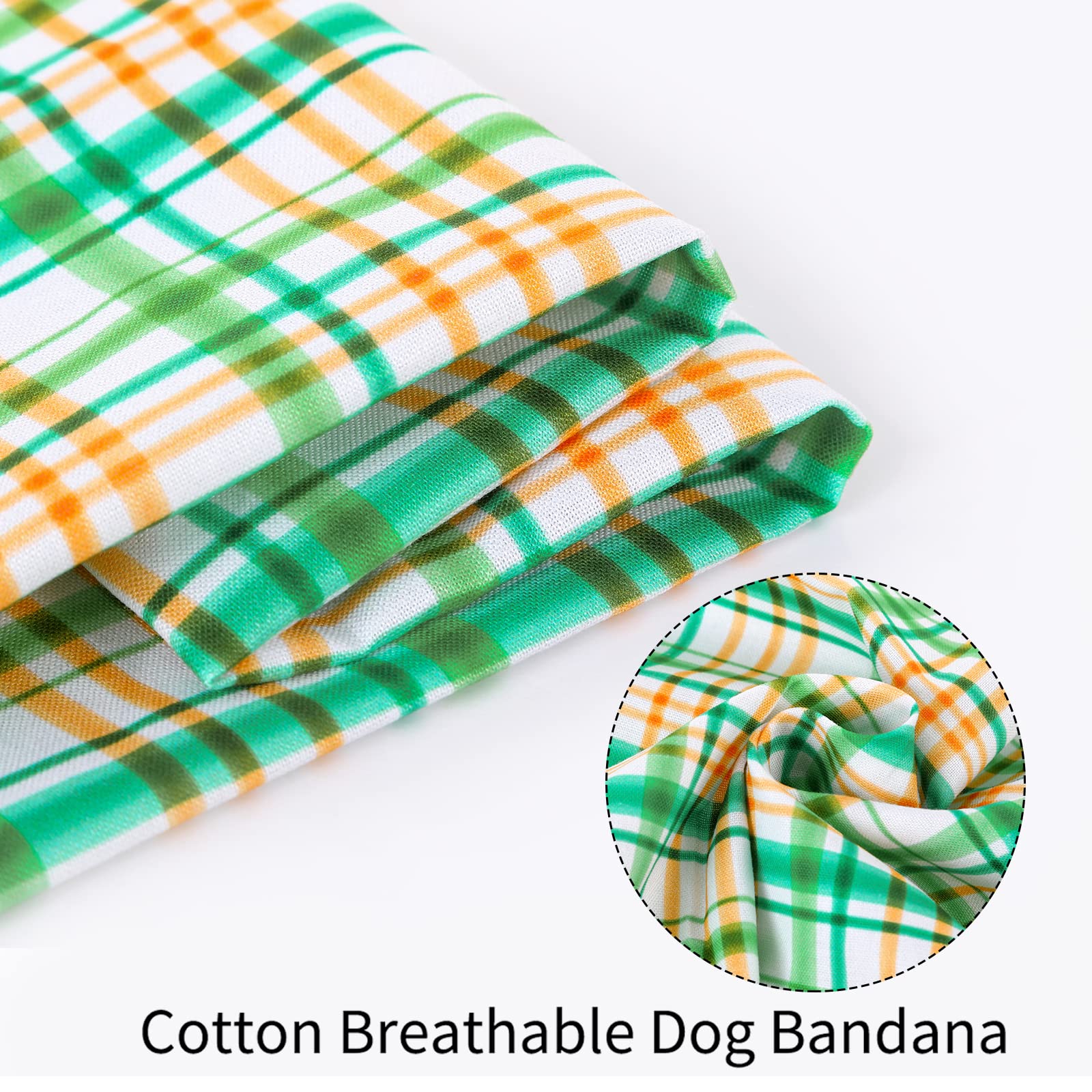 Aring Pet Cotton Green Plaid Dog Bandanas, Soft Comfortable Cute Triangle Bibs Scarf For Small To Large Boy Girl Dogs And Cats