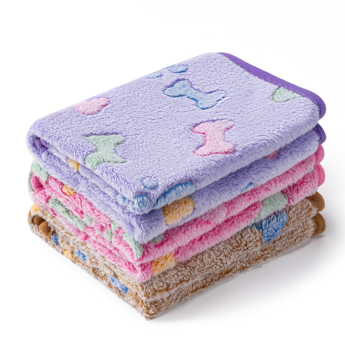 1 Pack 3 Blankets Super Soft Fluffy Premium Fleece Pet Blanket Flannel Paw Printed Throw For Dog Puppy Cat(Large 41X31'', Purple