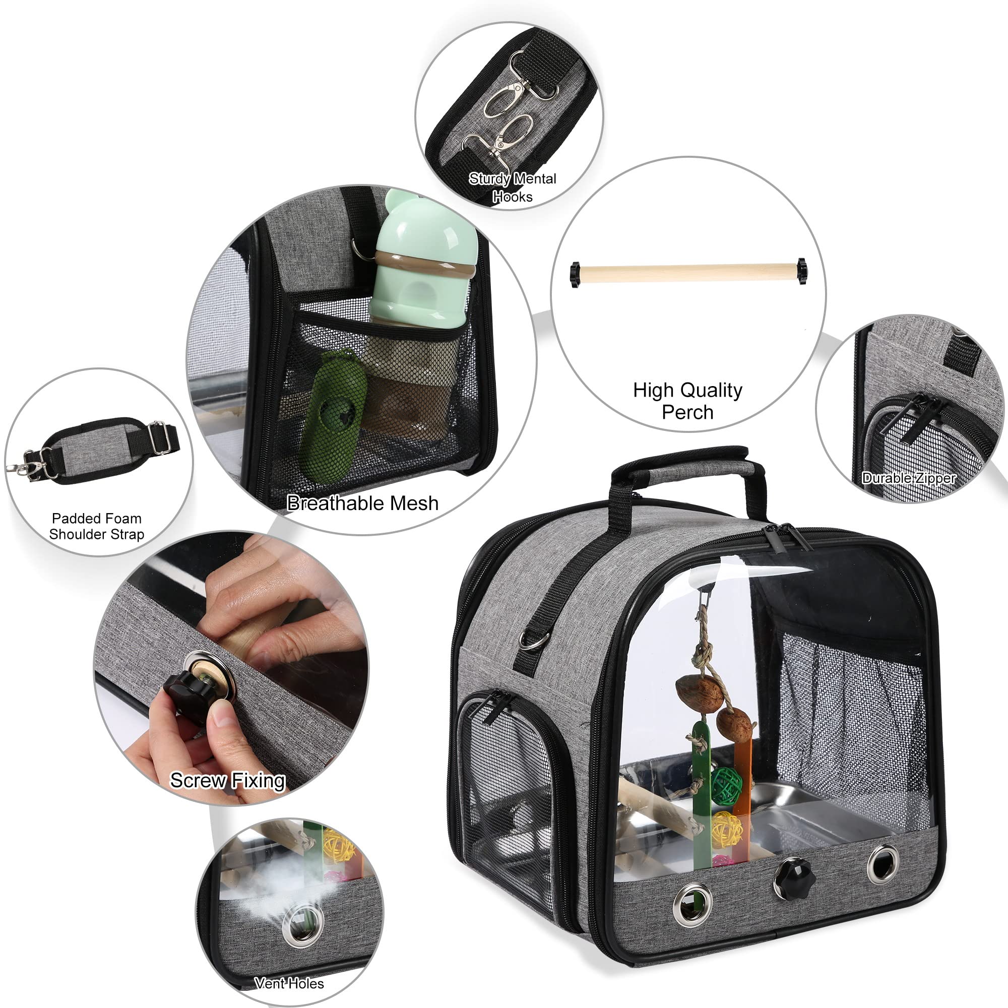 SUERTREE Bird carrier Bag Bird Travel cage with Stand, Small Bird carrier for Parrot, Portable Bird carrier Travel Bag, Pet Tran