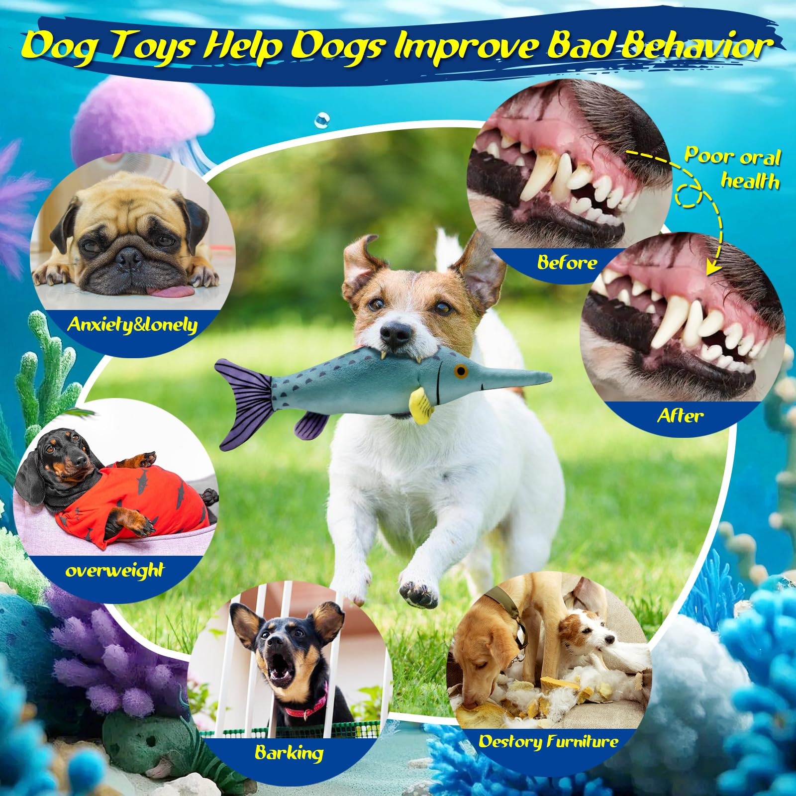 Fuufome Large Squeaky Dog Toys :Plush Soft Dog Chew Toys - Tug of War for Large,Small, Medium,Puppy Breeds-Puppy Toys to Keep Th