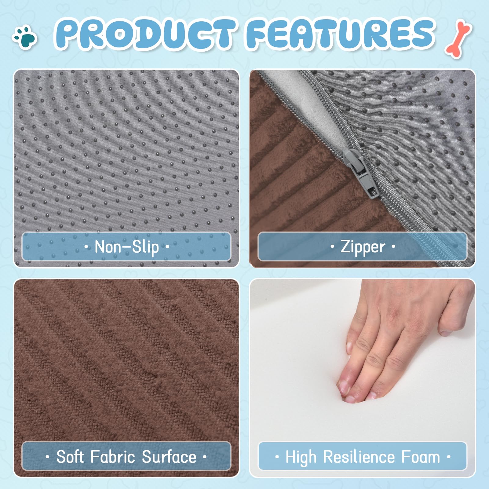 Yiruka Dog Steps, 4-Step Dog Ramp and Steps for High Beds and Sofa, Non-Slip Pet Stairs, Removable and Easy to Clean Pet Stairs,