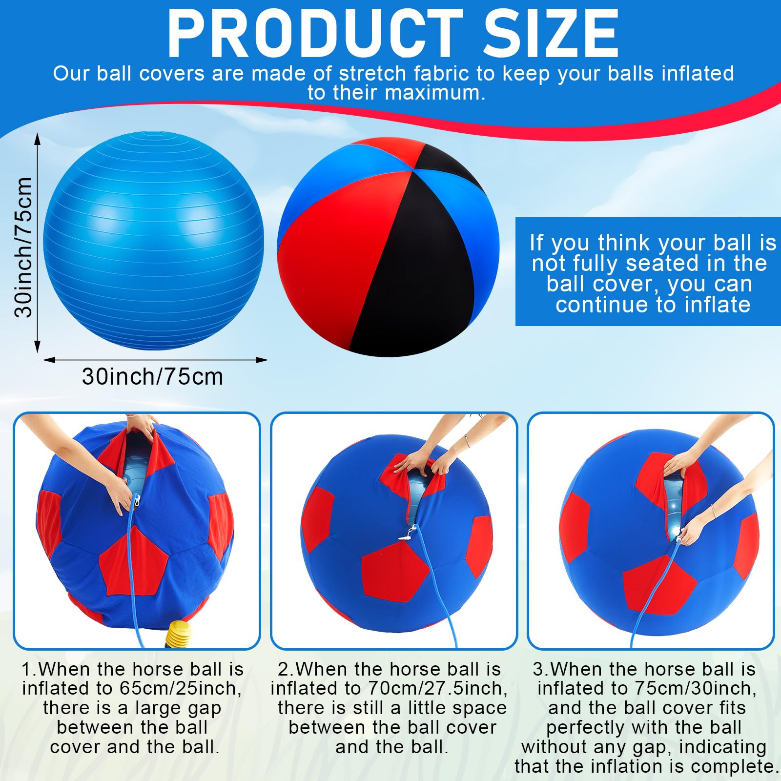 VercanMonth 30inch Giant Herding Ball with Cover Anti Burst Ball Please Watch VCR for How to Inflation Horse Toys for Horses Sta