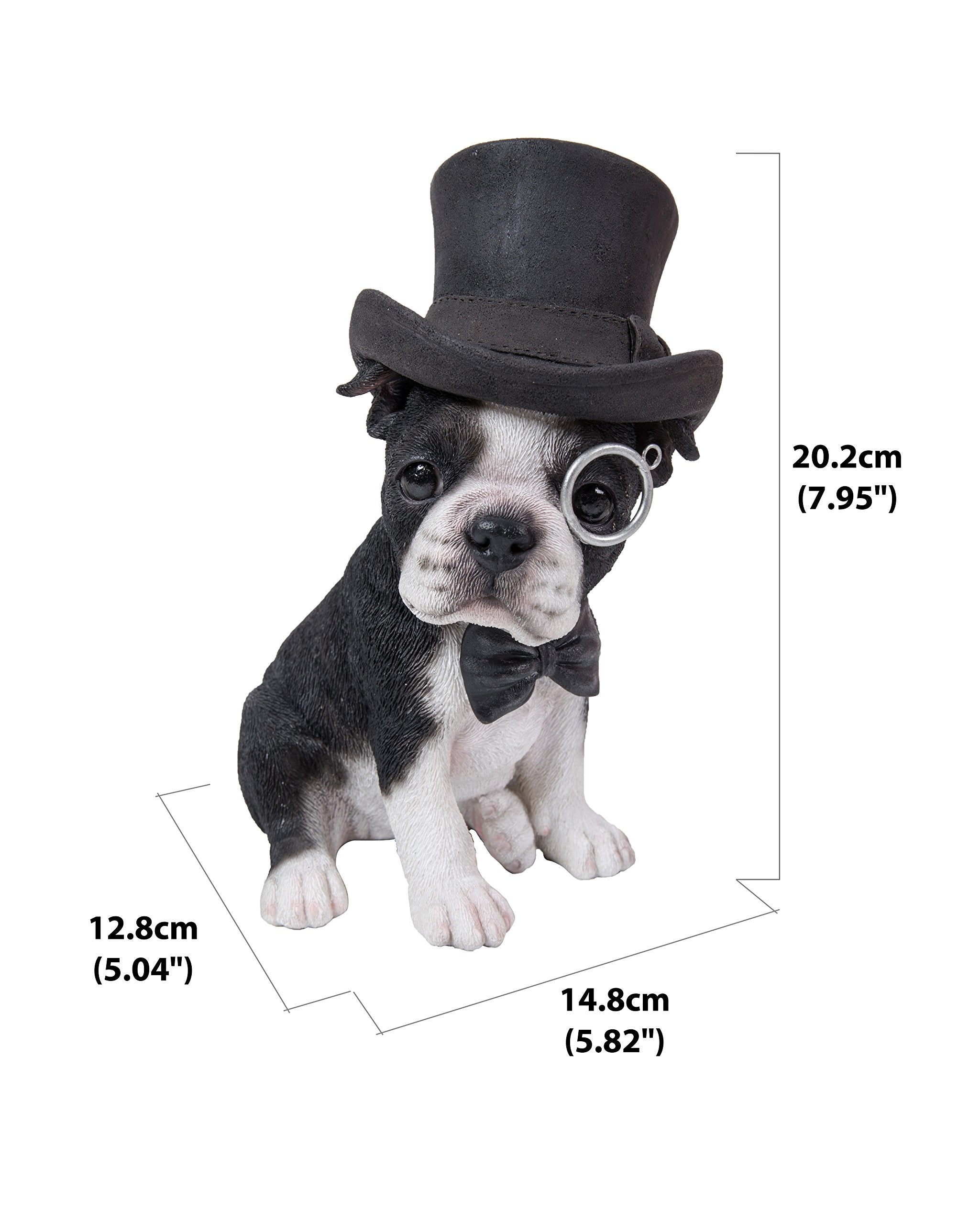 Hi-Line Gift Ltd. Boston Terrier With Top Hat - Spectacle And Bow Tie, Black And White