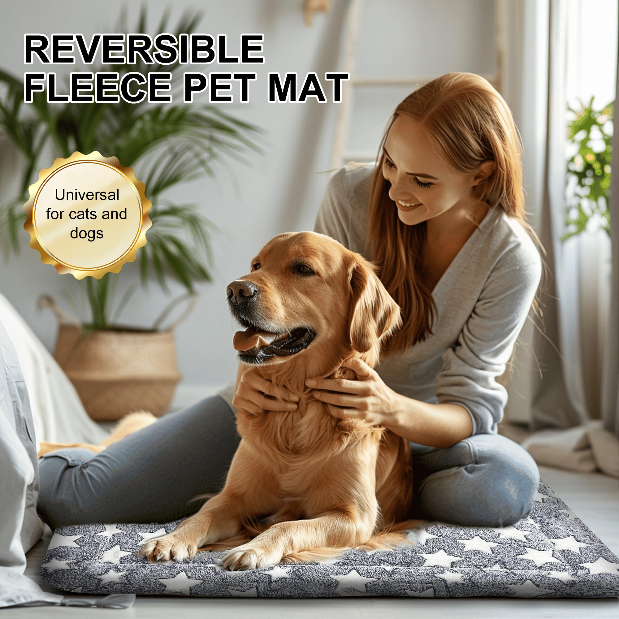 pobopobo Dog Bed Mat, Reversible Crate Pads for Small/Medium/Large Dogs & Cats Sleeping, Portable & Soft, Dog Beds Crate Pad - M