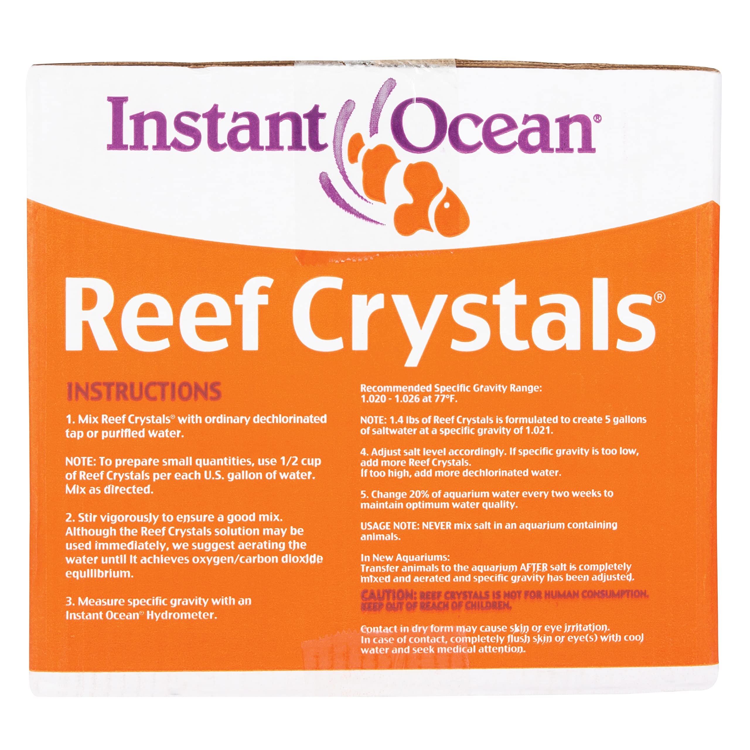 Instant Ocean Reef Crystals Reef Salt For 200 Gallons, Enriched Formulation For Aquariums, 25600 Fl Oz (Pack of 1)