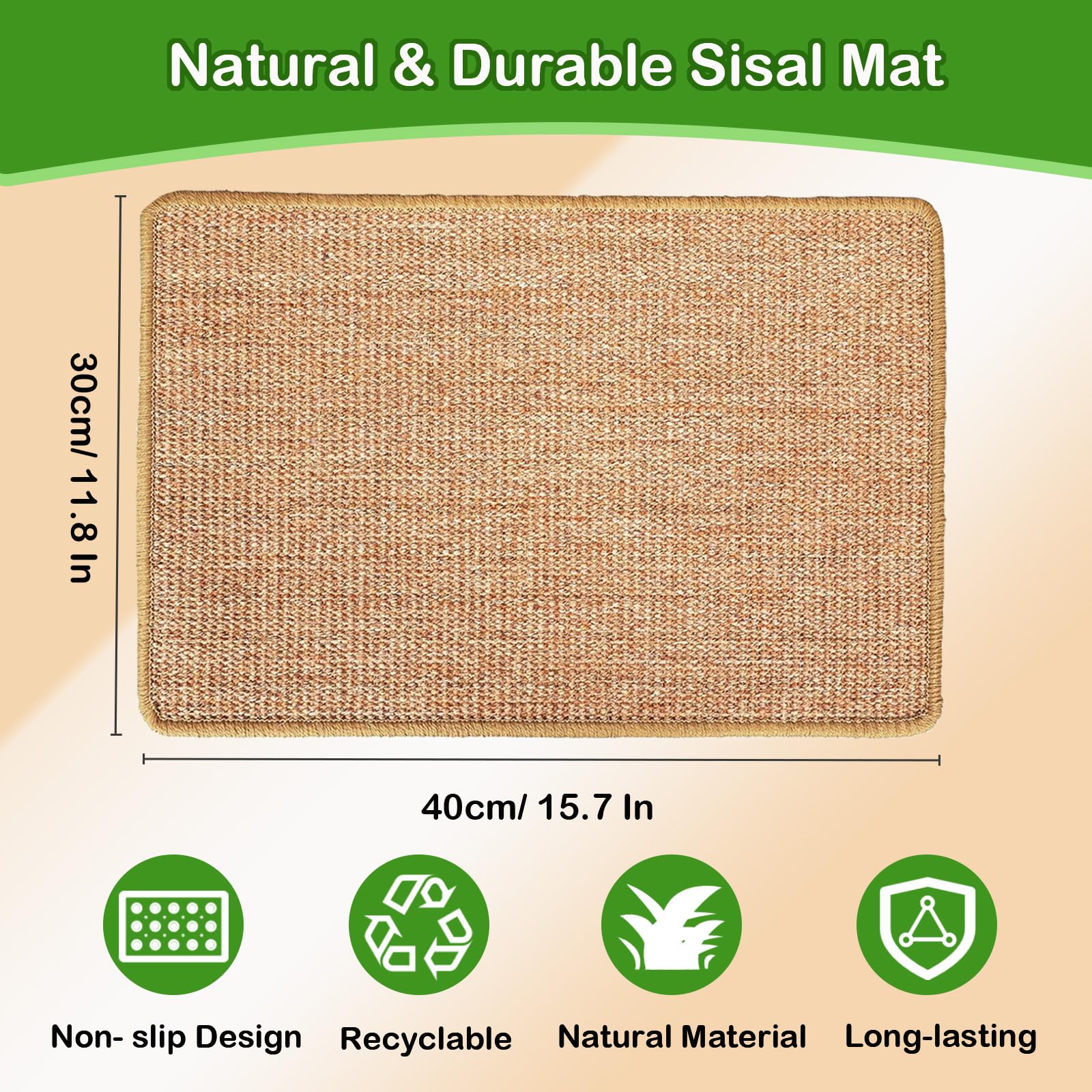 Mooydee Rabbit Scratching Pad, 16 x 12 Inch Natural Sisal Bunny Scratch Mat Scratcher Mats Claws and Teeth Care for Biting Sleep