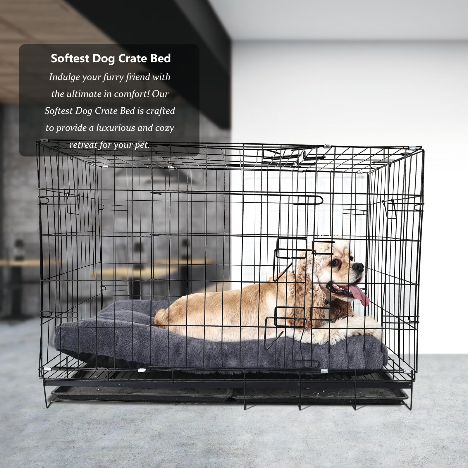 Nononfish 36 Inch Dog Crate Bed For Large Sized Dog Washable,Extra Soft Kennel Pad For 36 X 24 Crates Or Cage With Anti-Slip Bot