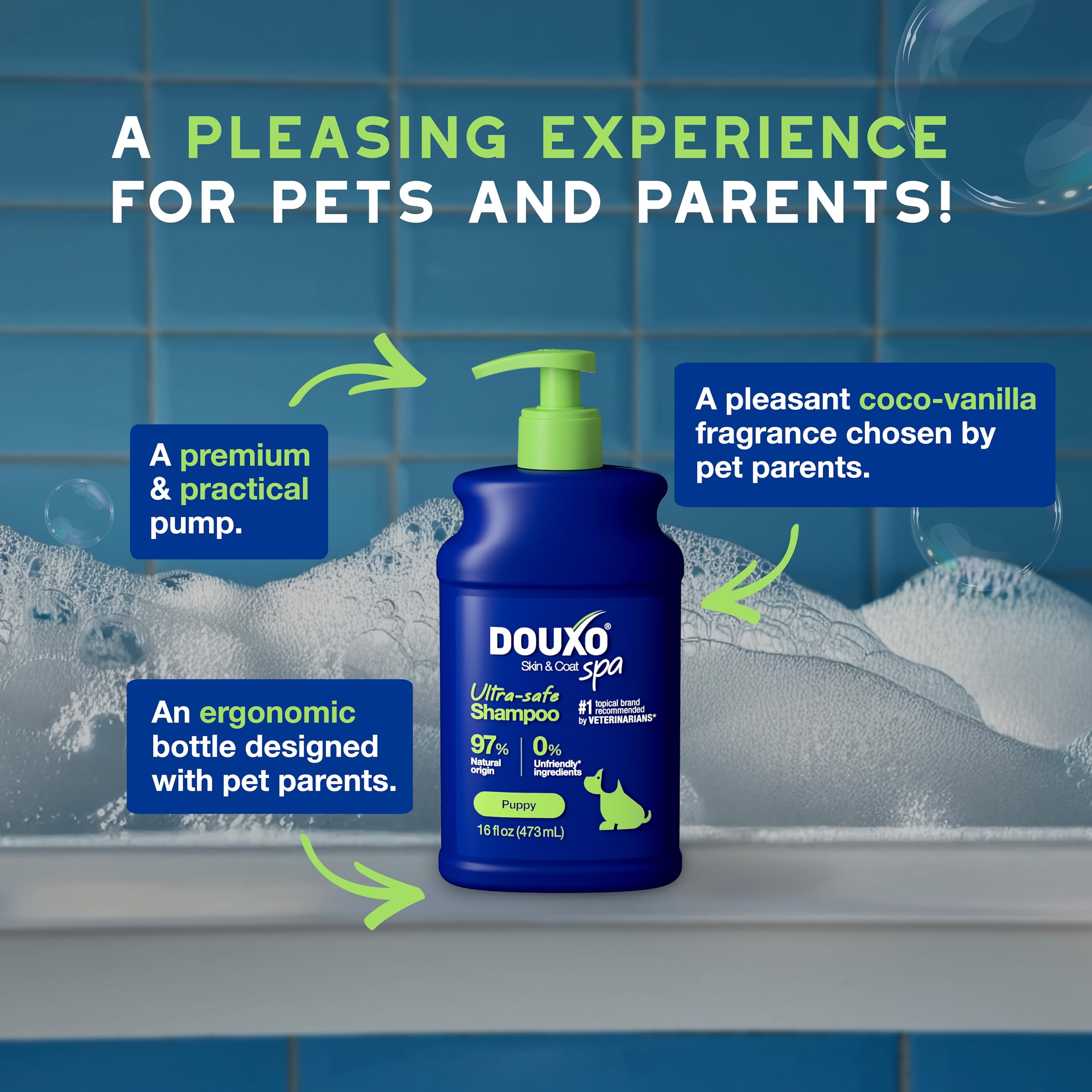 Douxo DOUXO® Skin & Coat SPA Puppy Shampoo - 16 fl oz, Ultra-Safe, Skin-Friendly Formula, Translucent, Model G90710B