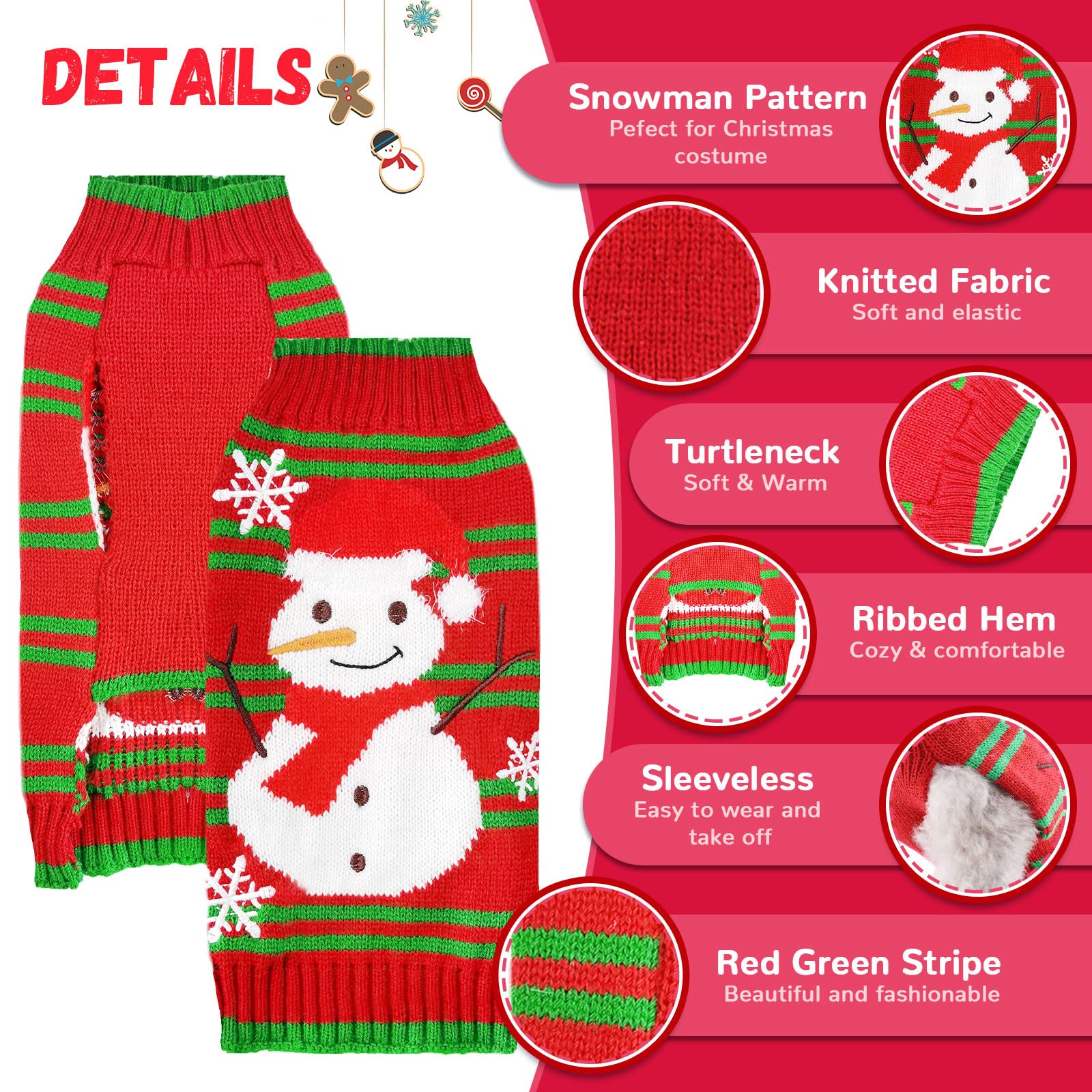 Doggyzstyle Dog Christmas Sweater Cute Snowman Puppy Cat Costume Boy Girls Xmas Holiday Pet Clothes New Year Outfits Gifts For S