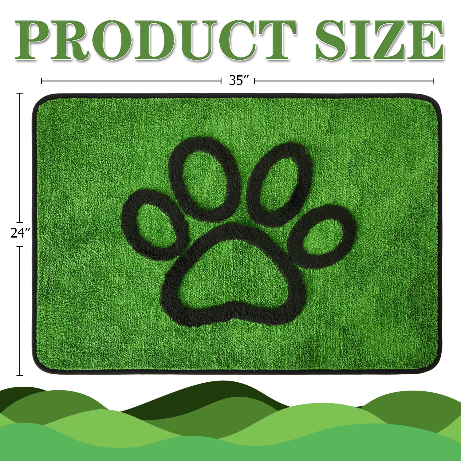 Qeils Dog Door Mat for Muddy Paws 35x24, Absorbs Moisture and Dirt, Absorbent Non-Slip Washable Dog Rug, Mud Mats for Dogs, Entr