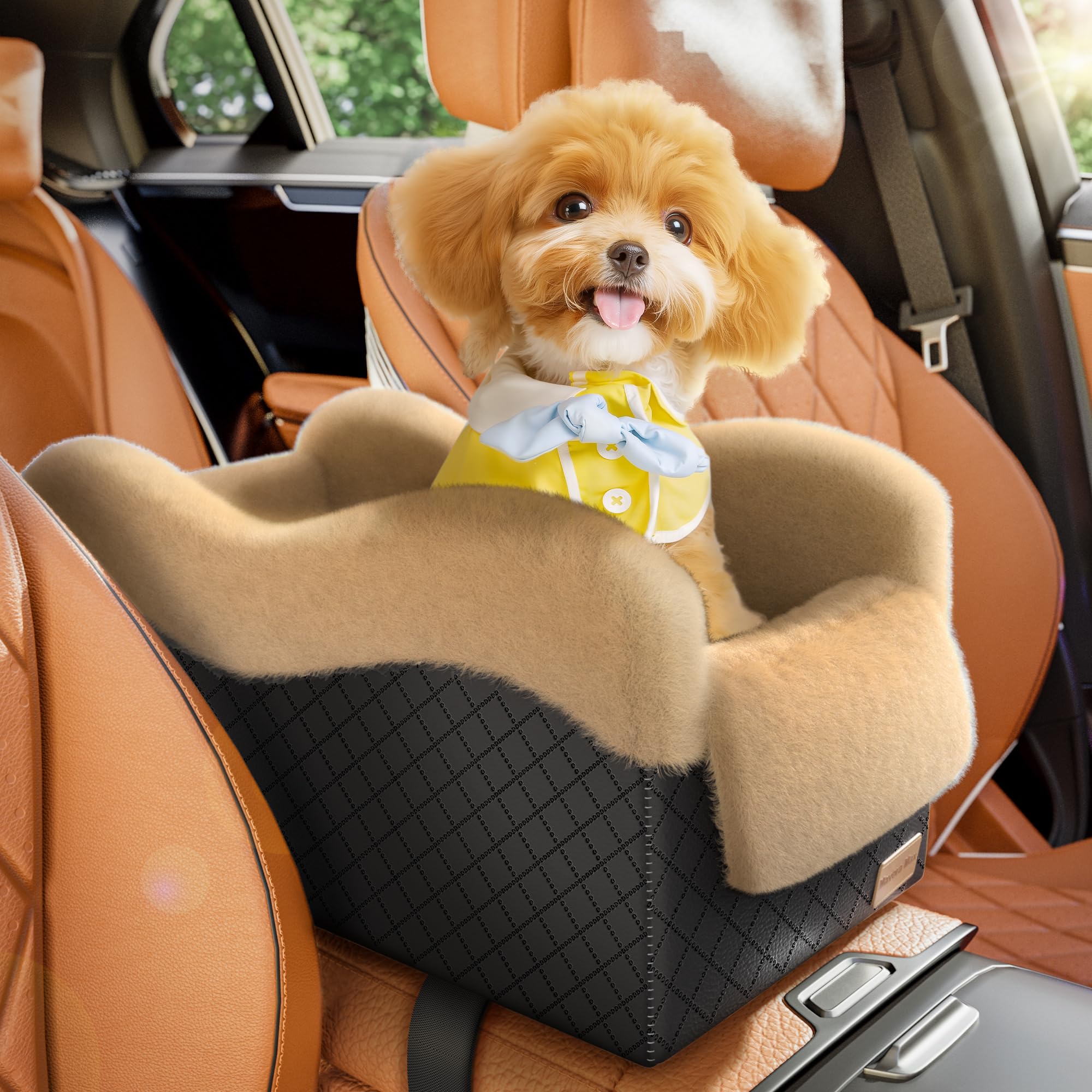 Mavora Max Portable Small Dog Seat for Car,Luxury Center Console Dog Car Seat Booster with Safety Tethers,Auti-Collapse Pet Trav
