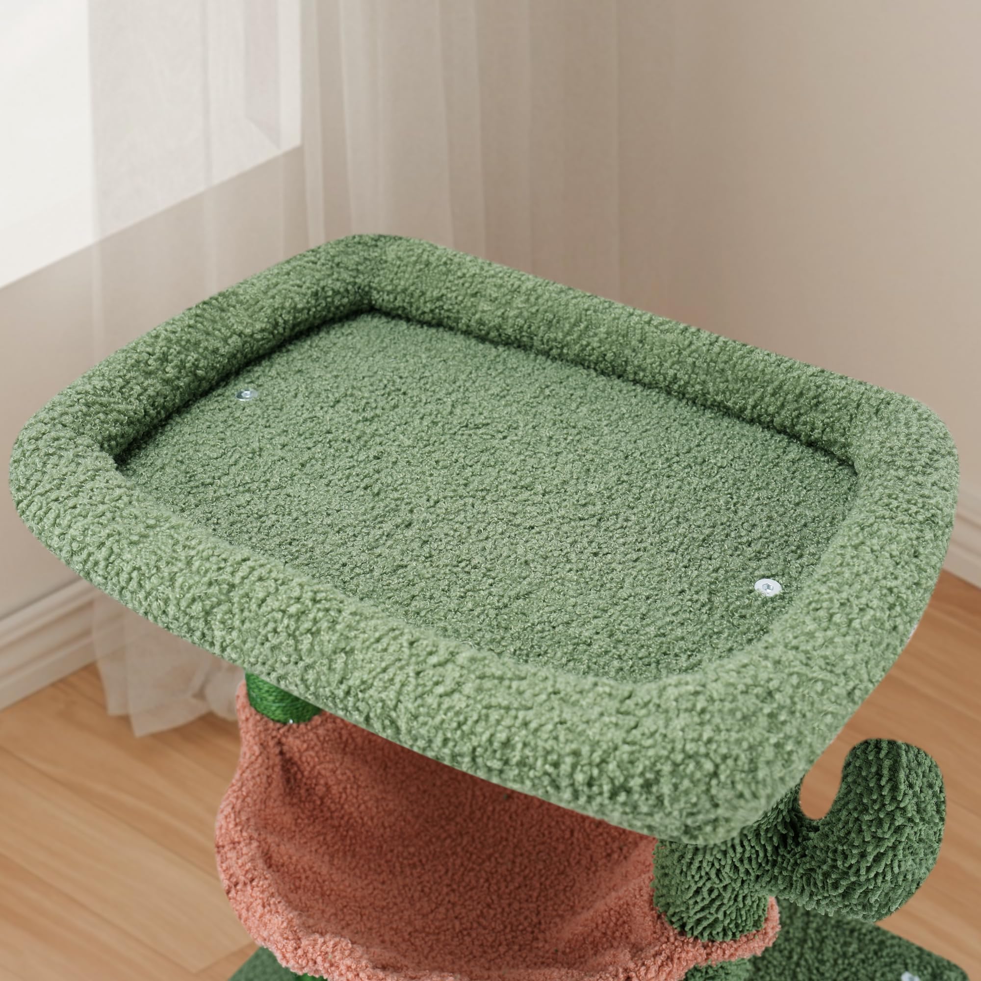 Aiwikide 37.4'' Cactus Cat Tree Tower With Twin Cat Condos For Indoor Cats, All-In-One Activity Center With Cat Scratching Post