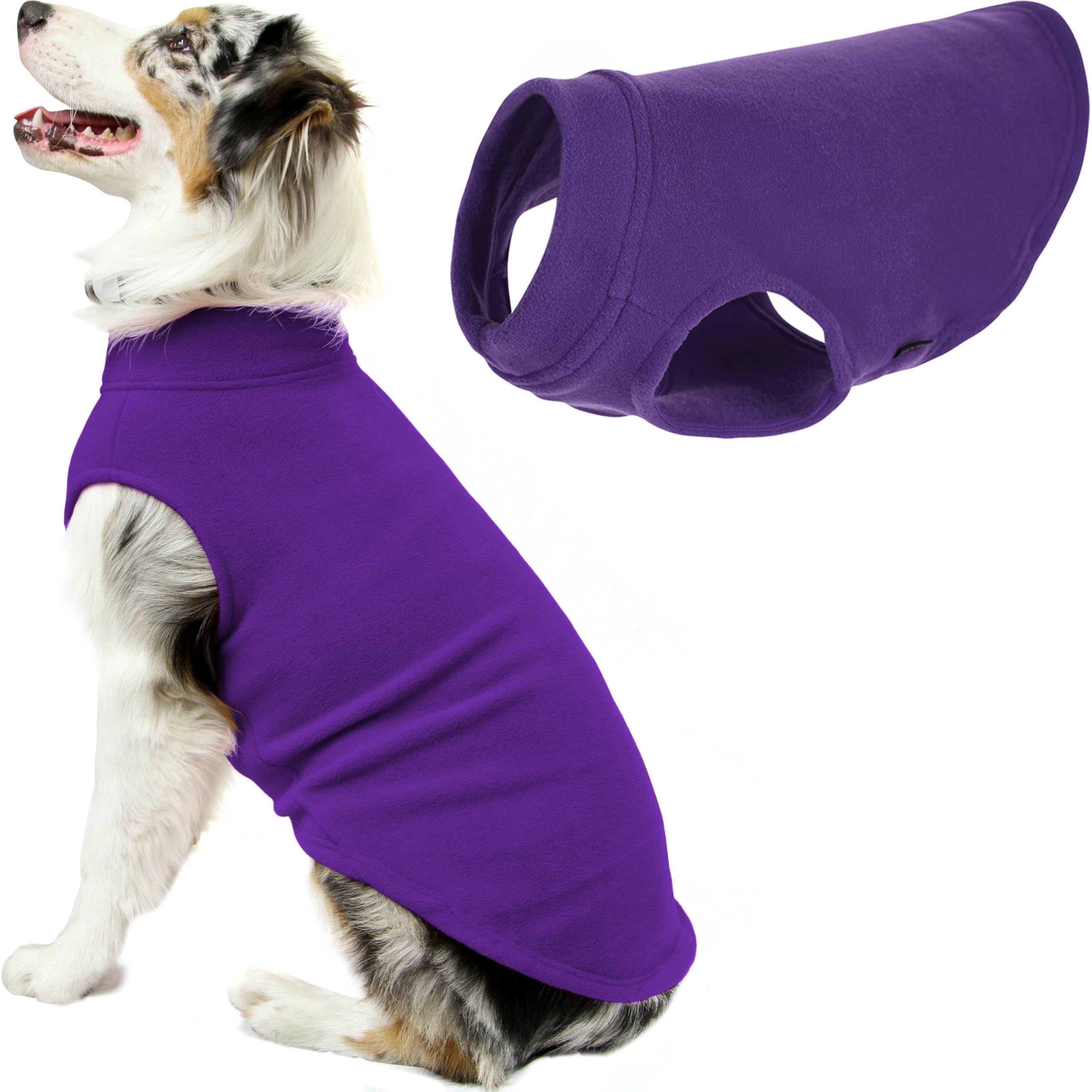 Gooby Stretch Fleece Vest Dog Sweater - Violet, 6X-Large - Warm Pullover Super Stretchy Fleece Dog Jacket for Small to Large Dog