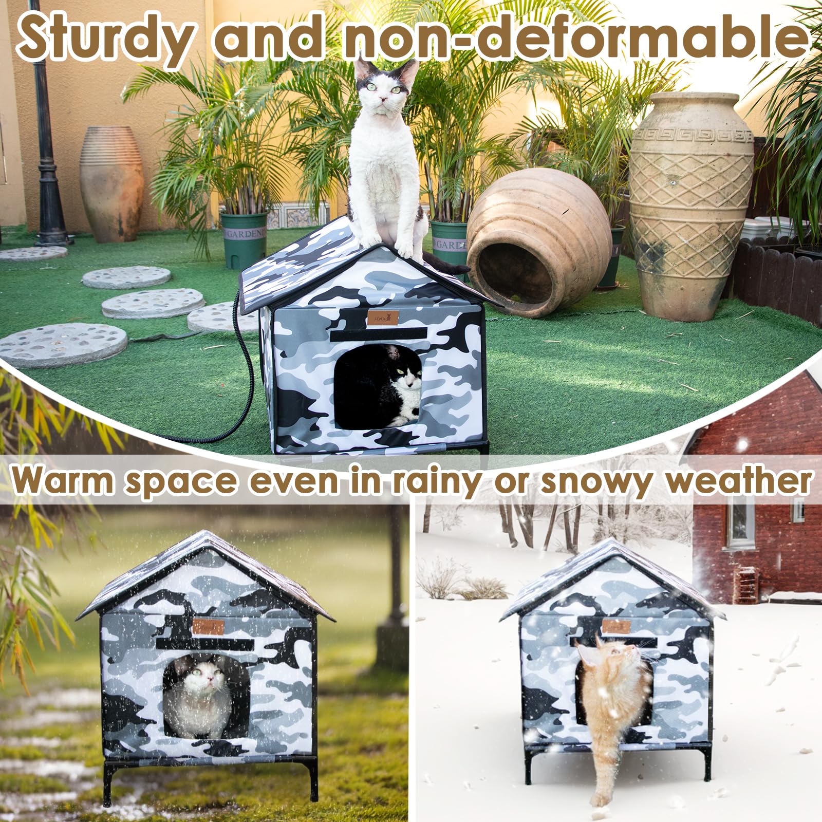Lofkd Heated Cat House For Outdoor Use Weatherproof, Sturdy,Insulated, Easy Setup, Winter