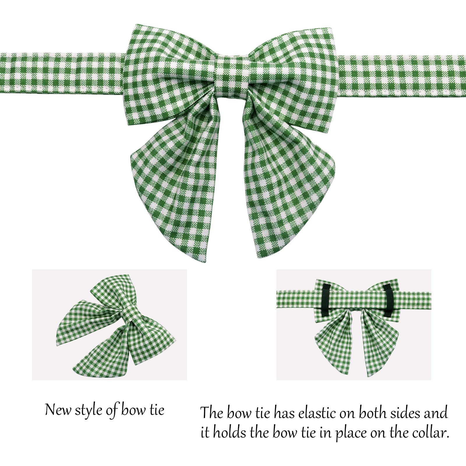 Lionet Paws Dog Collar With Sailor Bow, Durable Adjustable And Comfortable Green Bow Tie Collar For Dogs, Small, Neck 10-16In
