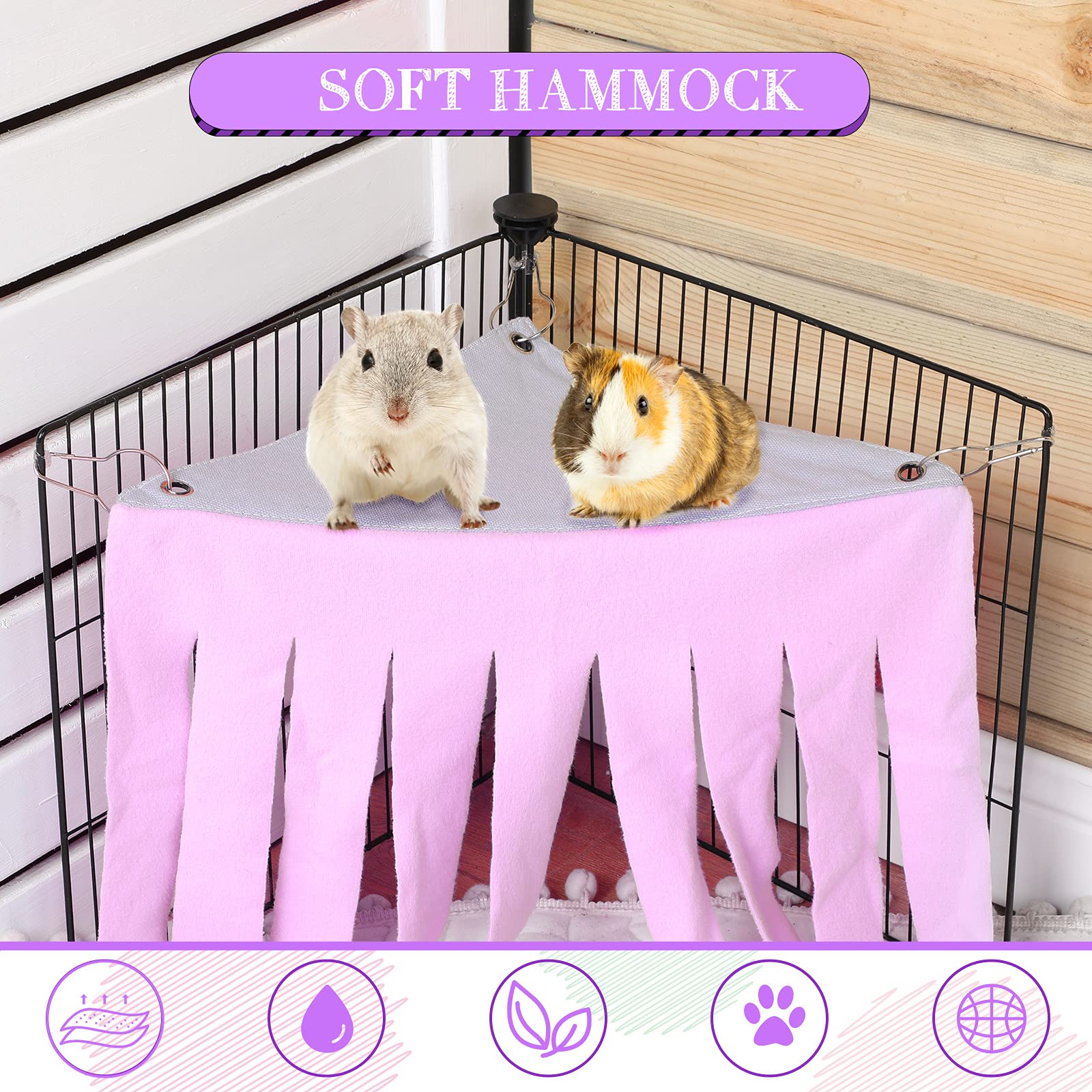 Shappy 2 Pcs Guinea Pig Hideout Hideaway Corner Fleece Toys Cage Accessories Cute Ferret Hammock for Ferrets Chinchillas Hedgeho