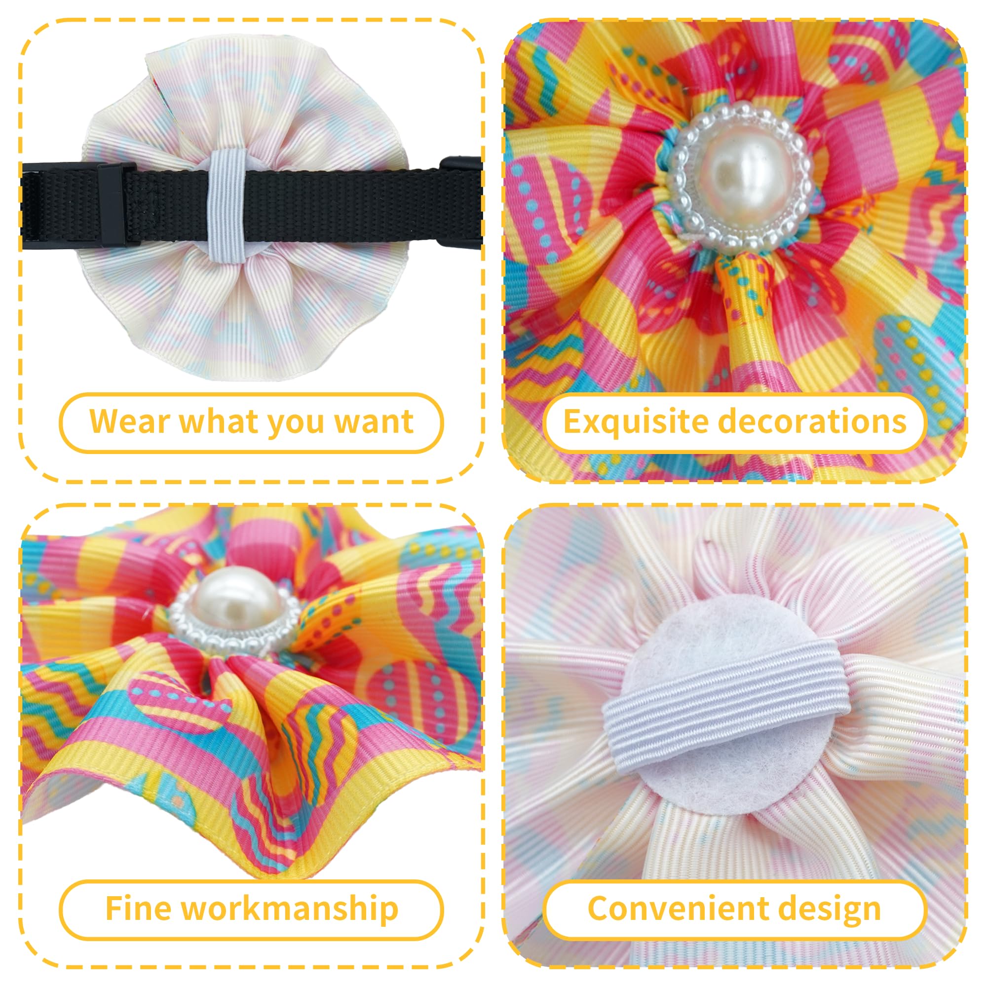 JpGdn 10pcs Small Dogs Collar Flowers for Easter Pet Collar with Beads for Puppy Doggy Cat Rabbit Small Mediums Easter Bunny Egg