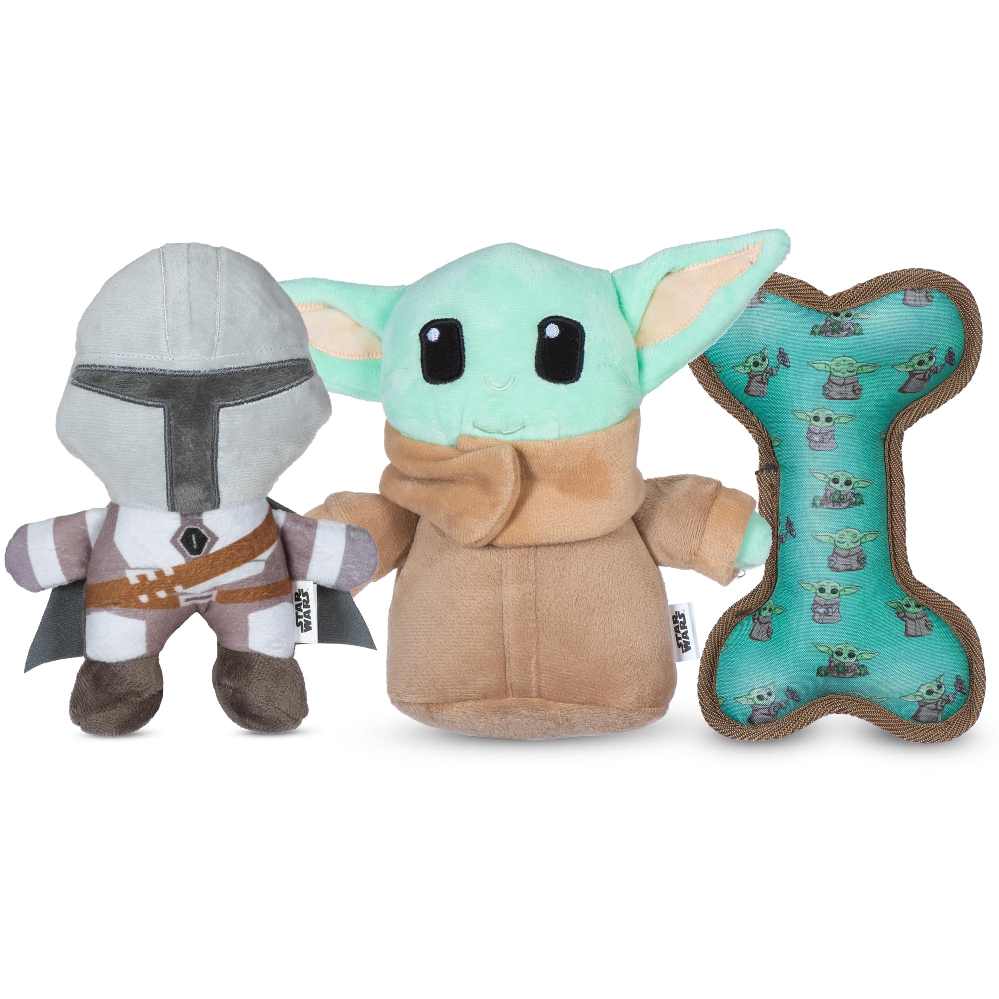 STAR WARS for Pets The Mandalorian 3 Piece Gift Set for Dogs, Includes 9 Mandalorian Plush, 9 GROGU Plush, and Oxford Bone Shape