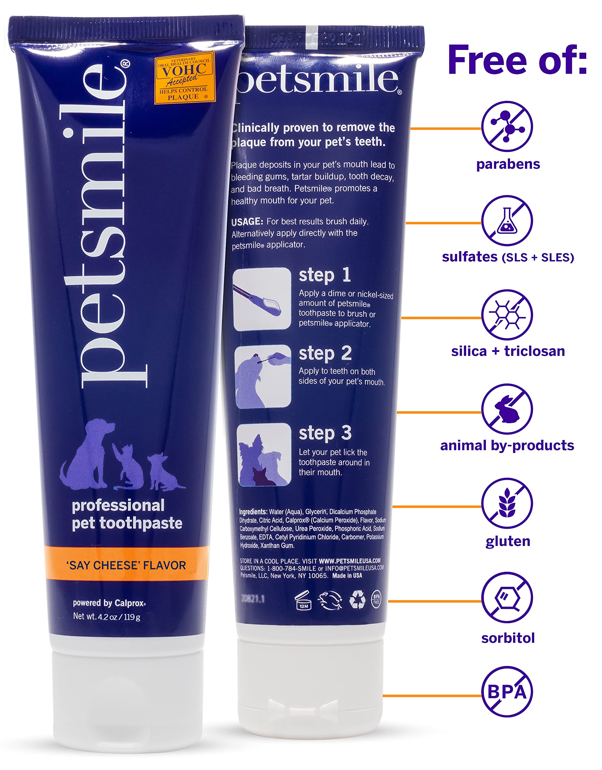 Petsmile Professional Pet Teeth Brushing Kit for Cats & Dogs - Only VOHC Accepted Toothpaste & Patented Toothbrush - Proven to C