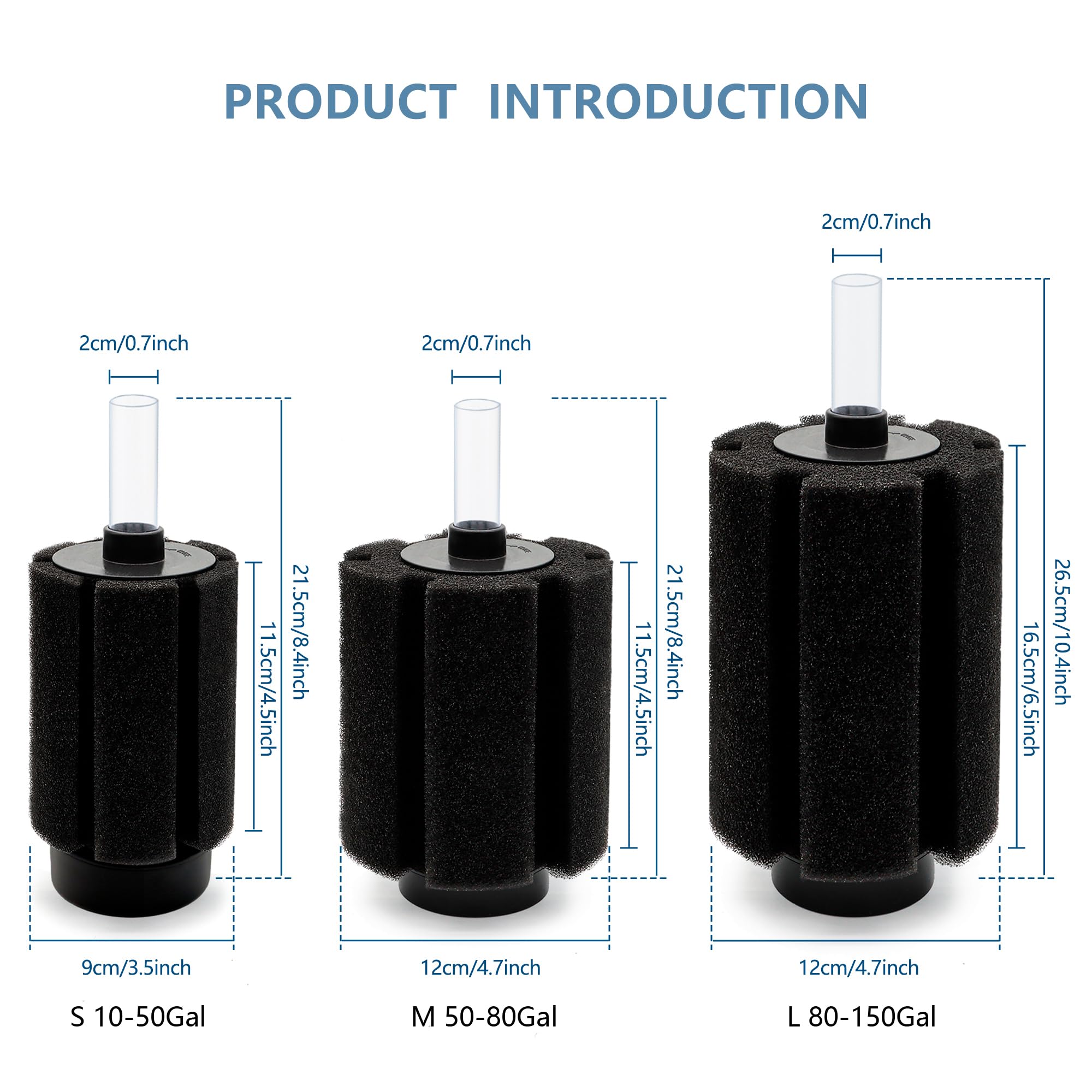 Dvhey 125-150 Gal Extra Large Aquarium Sponge Filter With Air Stone And Ceramic Media, 4 Pack Quiet Fish Tank Sponge Filter For