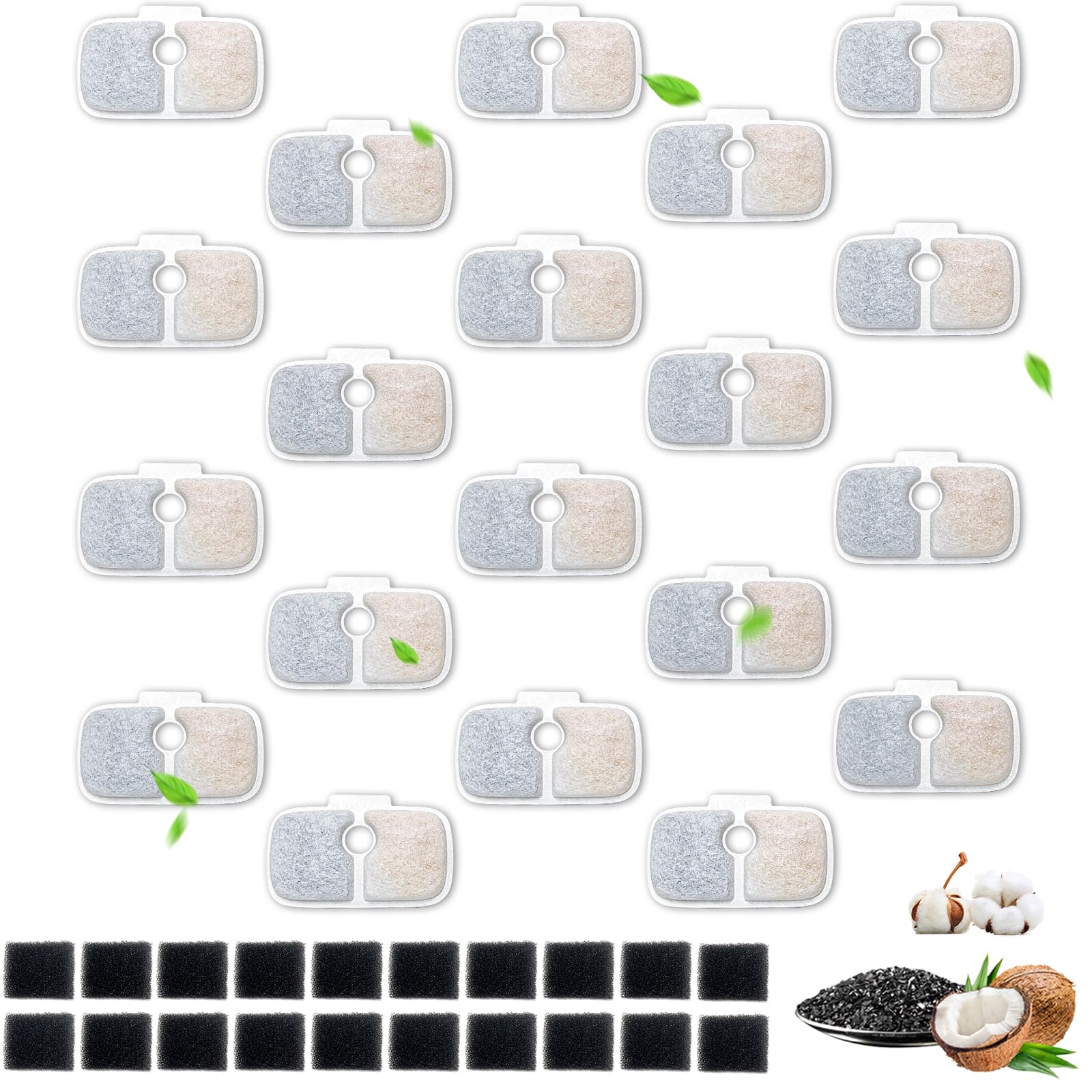 40 Pack For Petlibro Cat Water Fountain Filters Replacement, Compatible With Petlibrodockstream Cat Water Fountain Plwf005 Plwf1