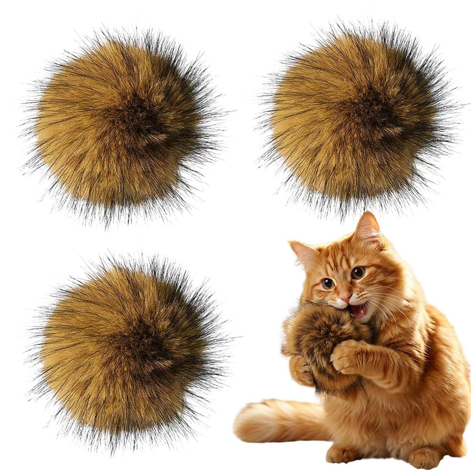 Bcnjepin 3Pcs Cat Toys For Persian Cat, Indoor Cat Ball Toy Set, Soft Plush Cats Playing Toys, Boredom Relief For Indoor Cats, S