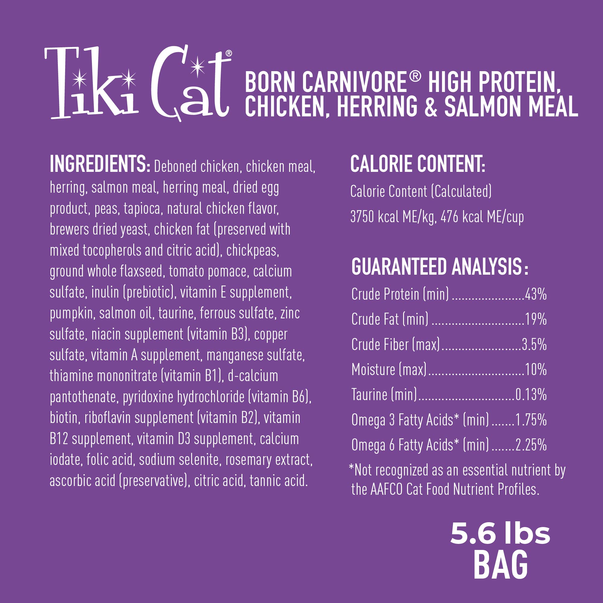 TIKI PETS Tiki Cat High Protein Dry Cat Food, Chicken & Herring, Grain-Free, 5.6 lbs, Model 47022