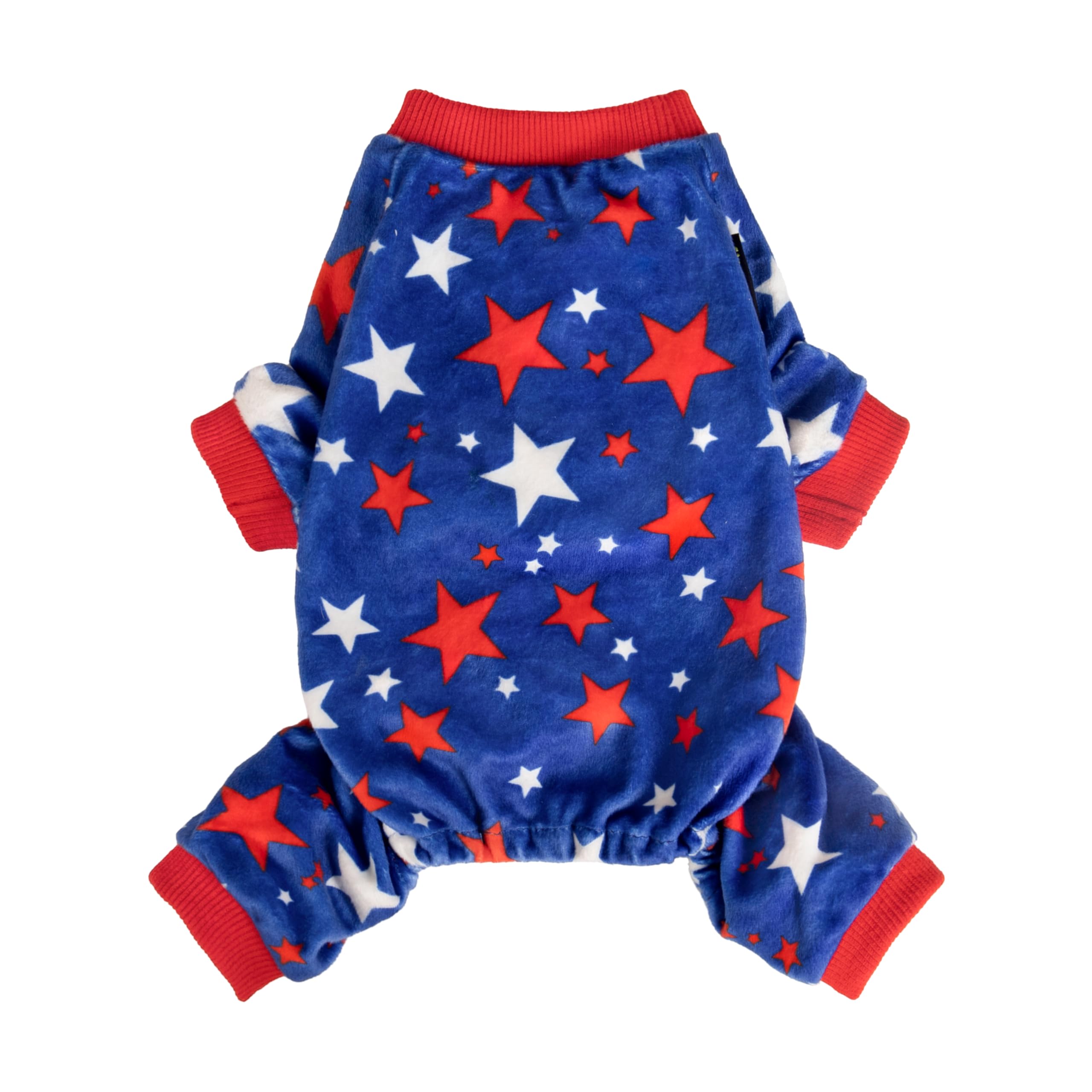 Fitwarm 4Th Of July Dog Pajamas, Patriotic Stars Dog Clothes For Small Dogs Boy Girl, Dog Onesie With Feet, Pet Outfit, Red, Blu