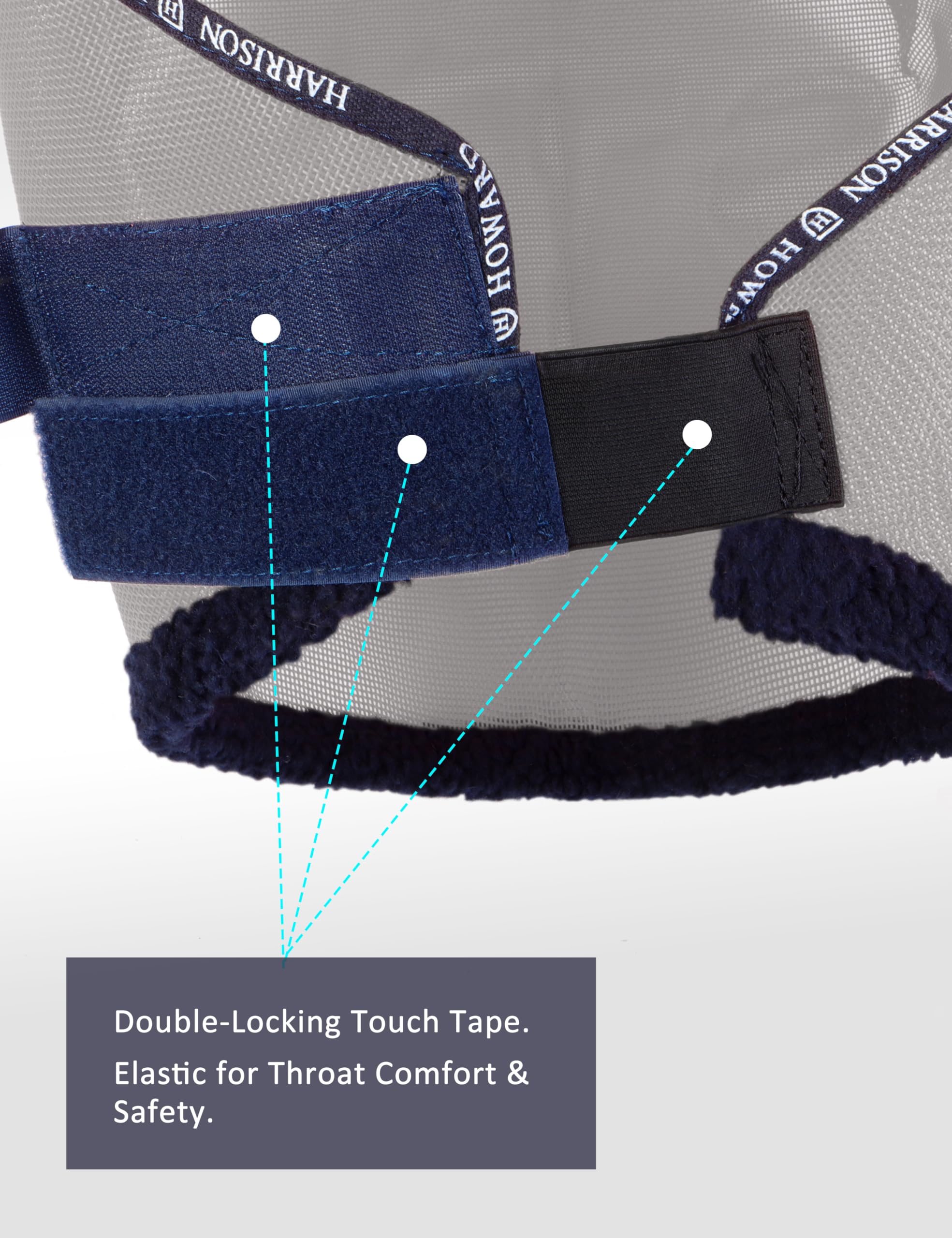 Harrison Howard All Round Mesh Horse Fly Mask UV Protective with Fleece Padded Edging Grey L