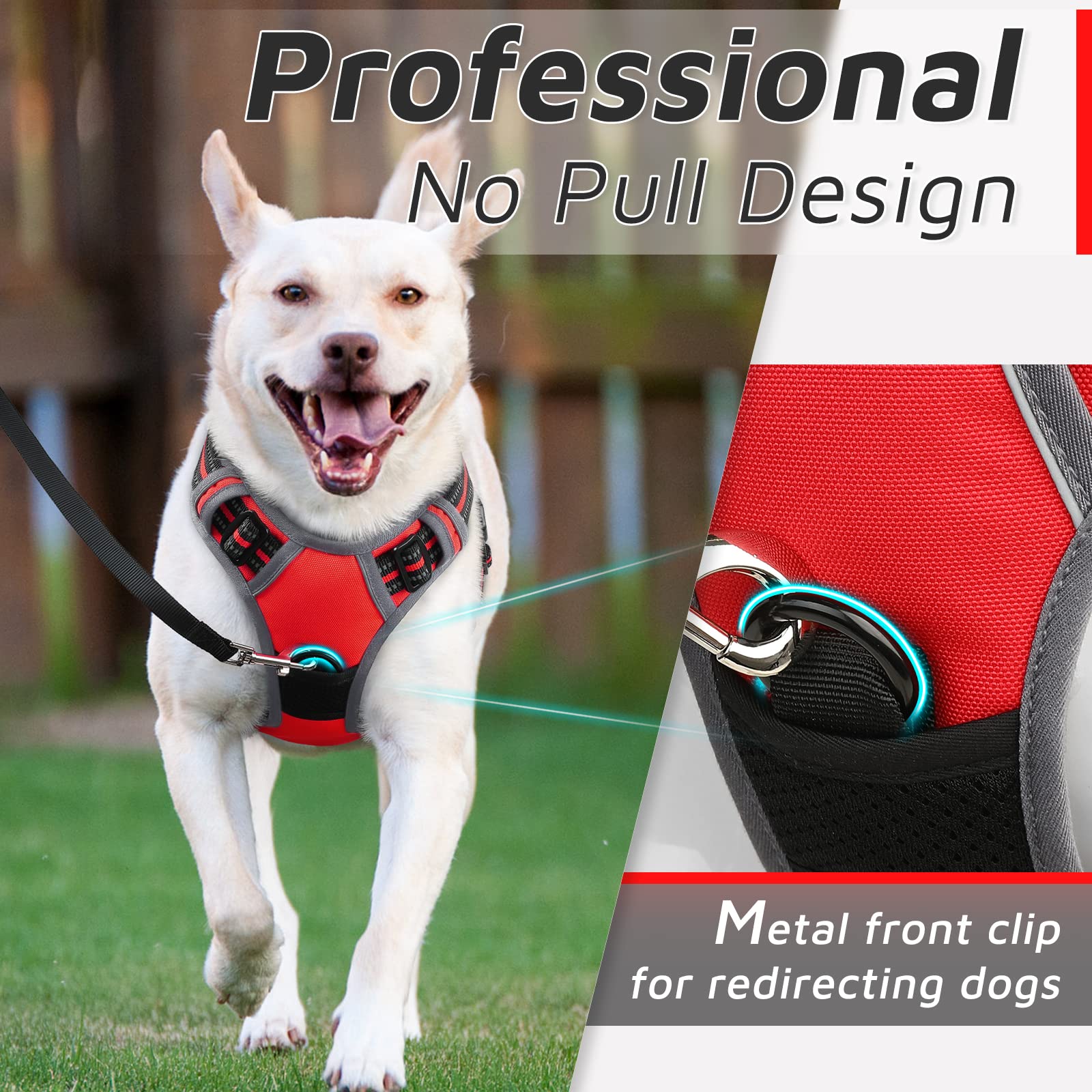 Eagloo Dog Harness Large Breed, No Pull Service Vest with Reflective Strips and Control Handle, Adjustable and Comfortable for E