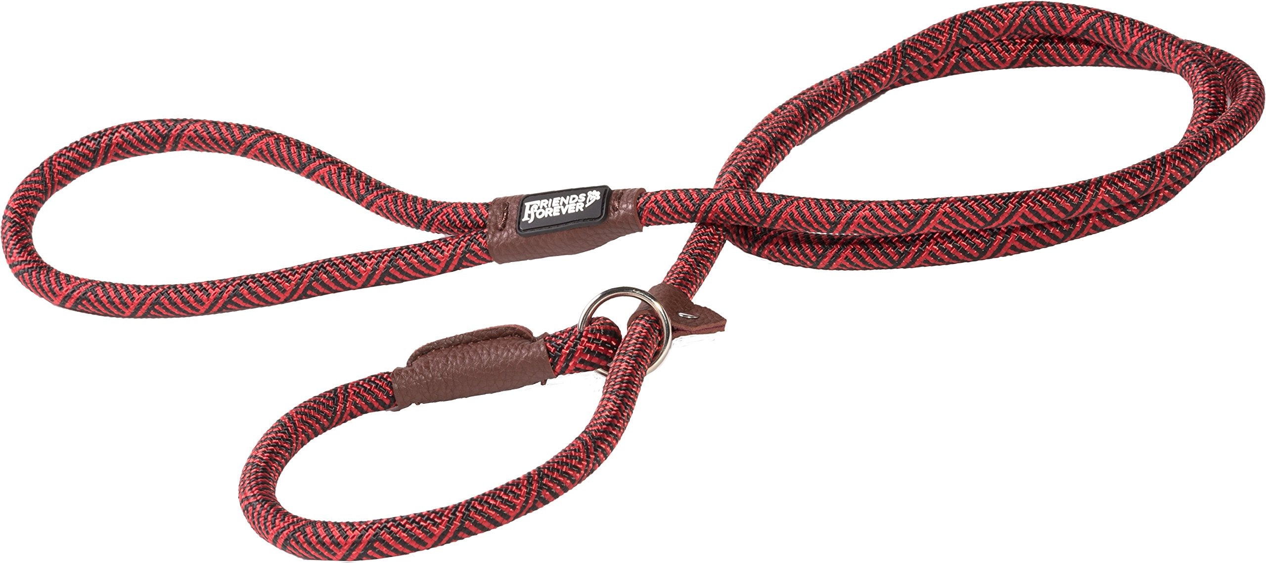 Friends Forever Extremely Durable Dog Rope Leash, Premium Quality Training Slip Lead, Reflective, Thick Heavy Duty, Sturdy, No Pull, Comfortable For The Strong Large Medium Small Pets 6 Feet, Red