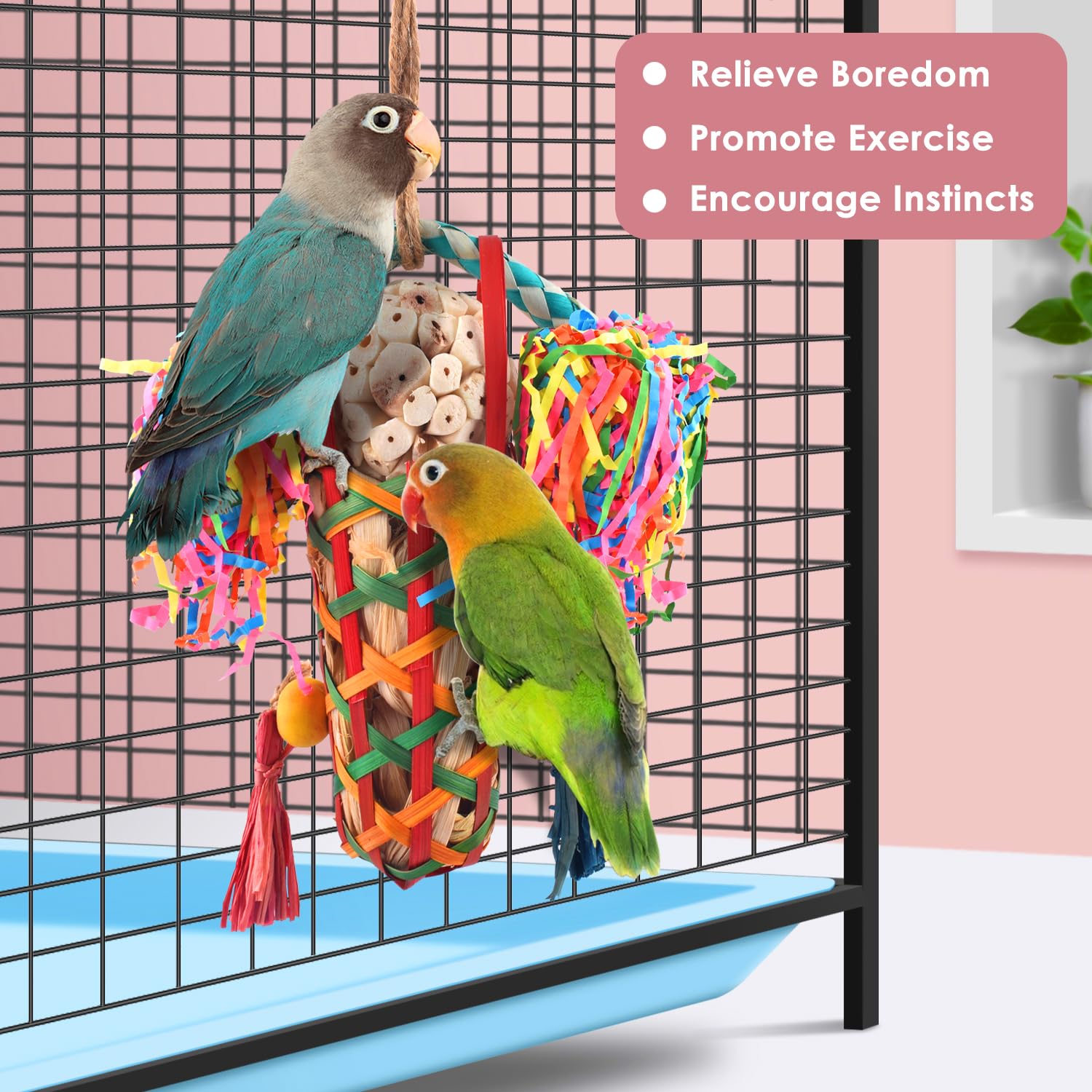 Katumo Bird Toys Parakeet Toy Cockatiel Shredding Chew Conure Foraging Sola Enrichment For Conure Cockatiel Parakeet Lovebird Sm