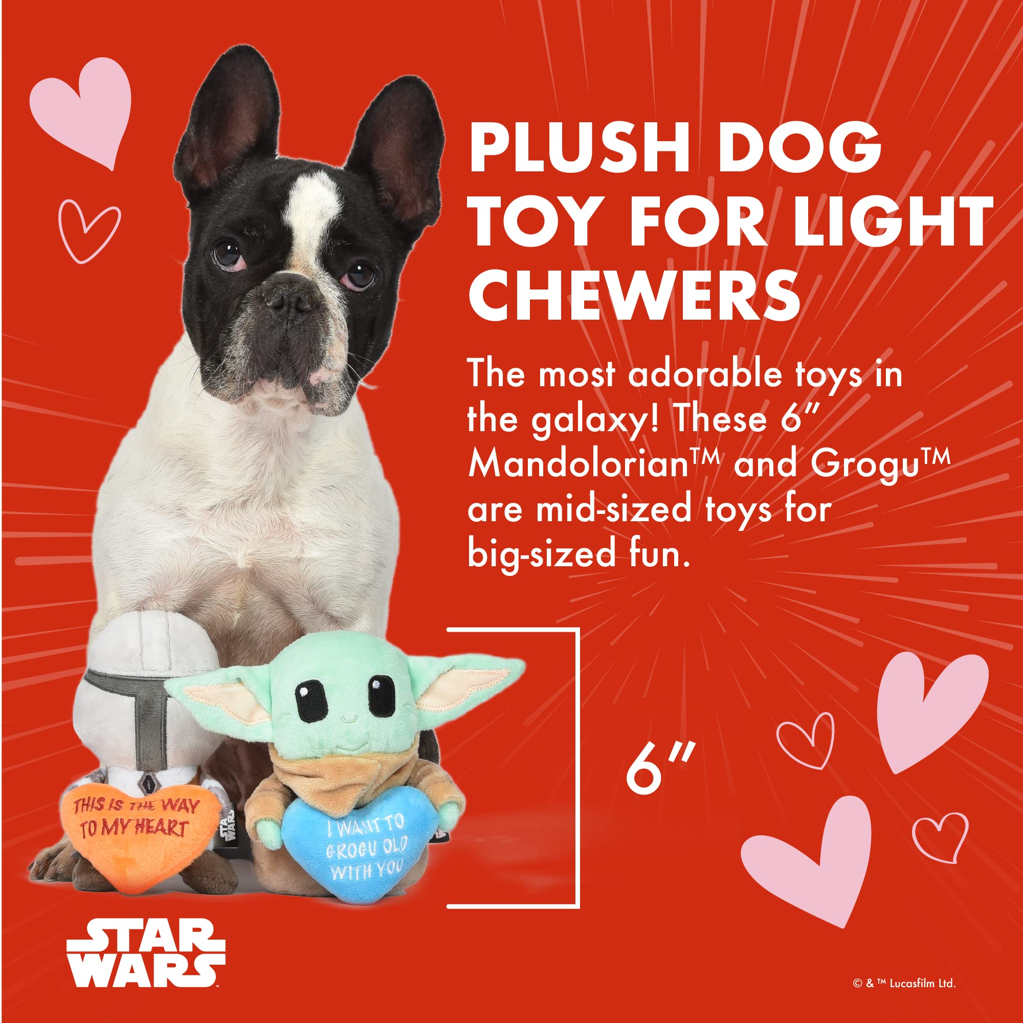 Star Wars Dog Toys Mandalorian 2Pc Plush Squeakers| 6” Mandalorian & Grogu Plush Squeakers Collection Pet Toys | Star Wars Toy For Dogs Baby Yoda & Mandalorian Stuffed Animal 6 Inch