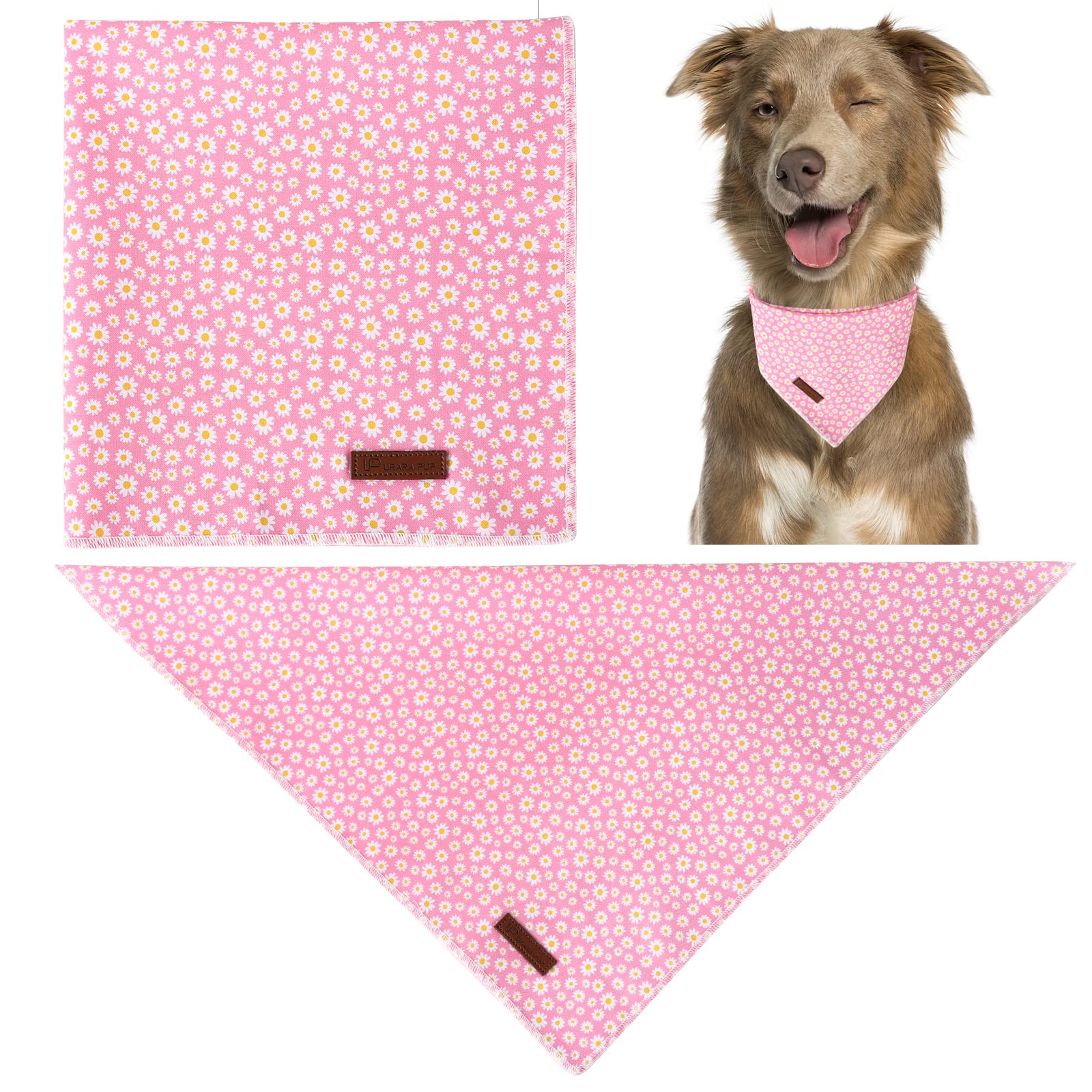 Up Urara Pup Summer Dog Bandana, Hawaii Bandana For Small Medium Dog, Cute Pink Puppy Bandana, Cotton Adorable Pet Triangle Bid