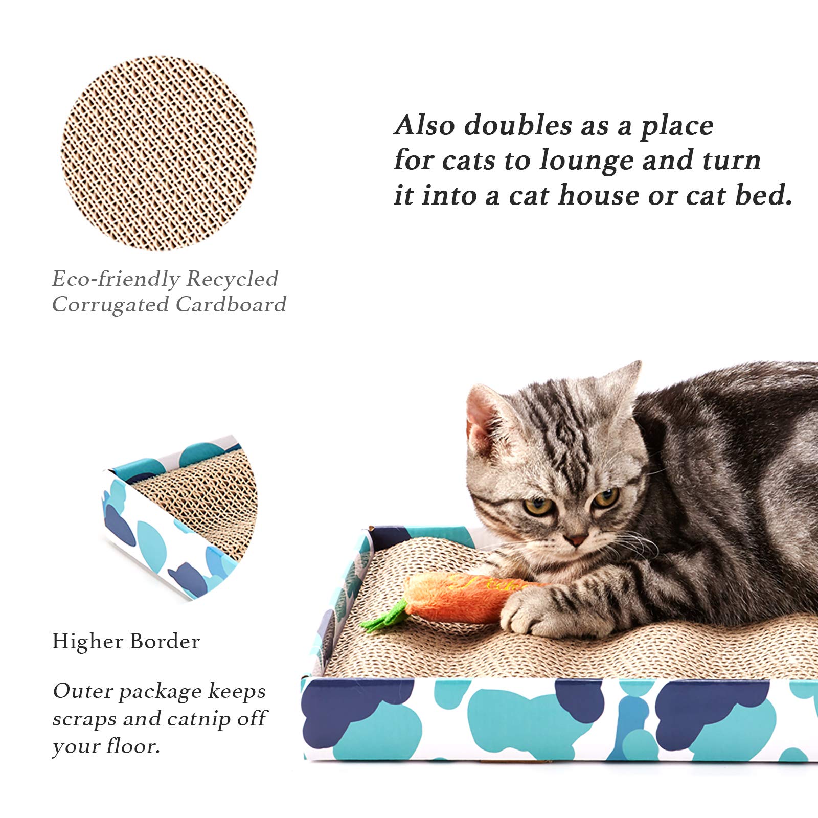 Peekab Cat Scratcher Cardboard Reversible Scratching Board Kitty Corrugated Scratching Pad Bed Catnip Included Xxl 3Pcs