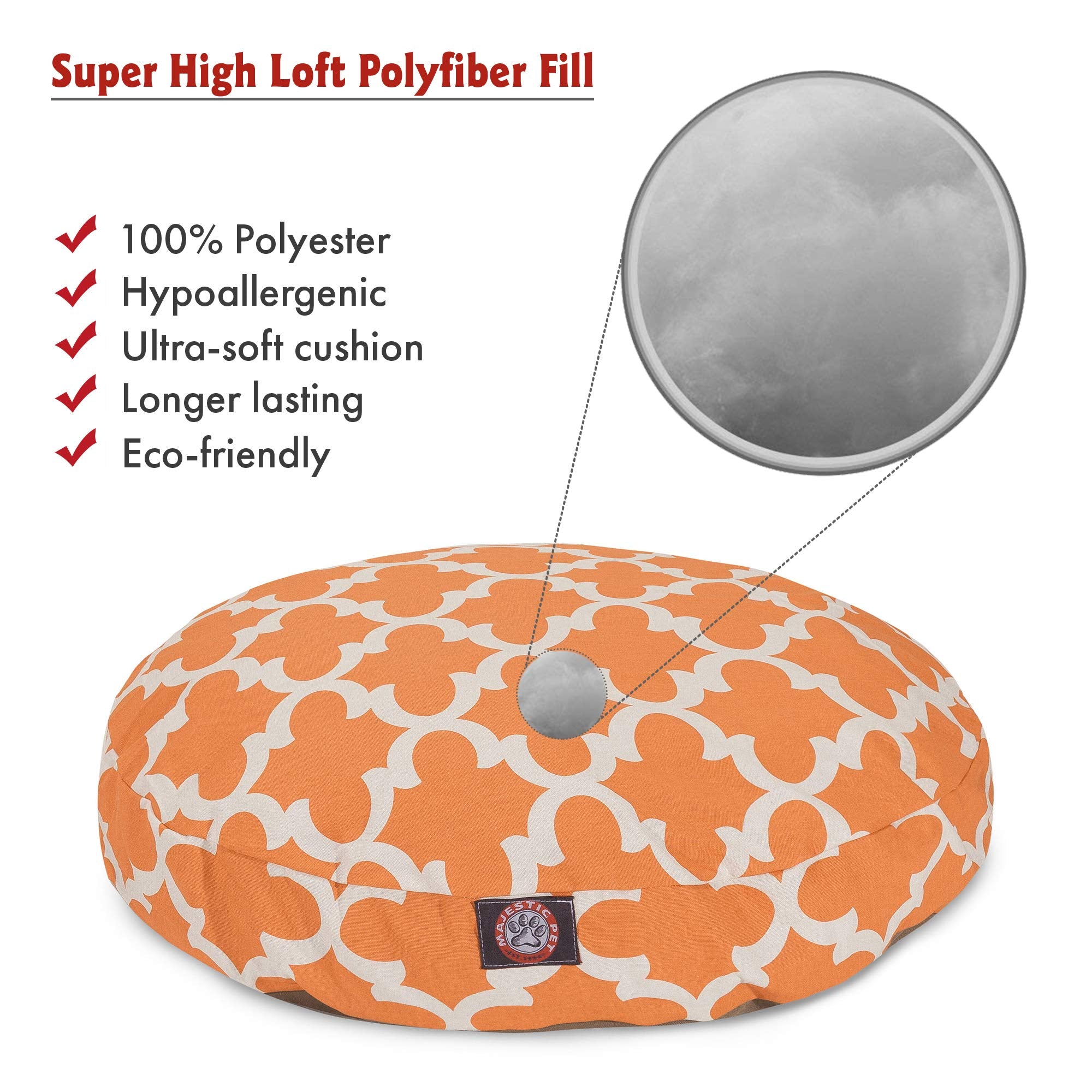 Peach Trellis Small Round Indoor Outdoor Pet Dog Bed With Removable Washable Cover By Majestic Pet Products