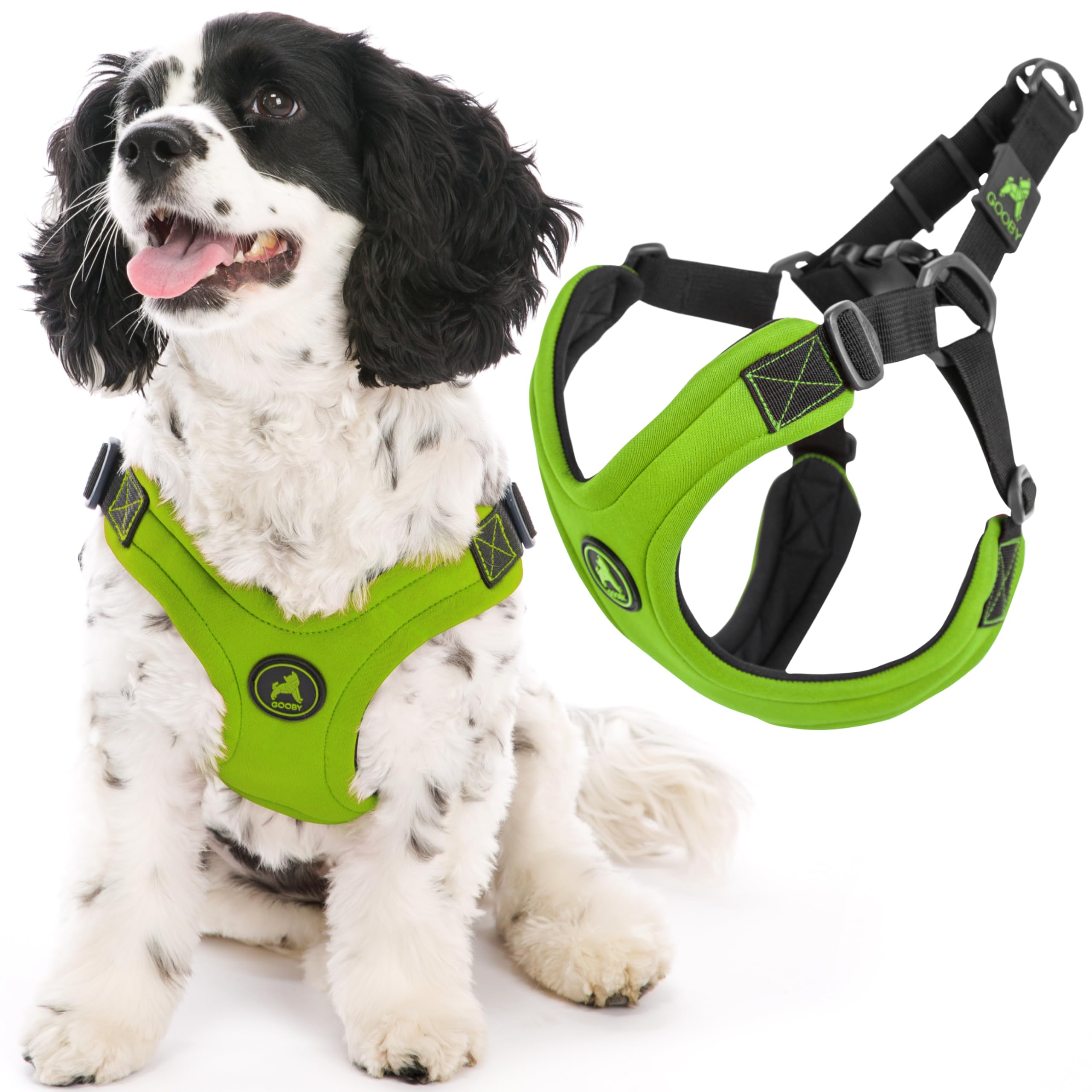 Gooby Escape Free Sport Harness - Lime, Medium - No Choke Step-In Patented Neoprene Small Dog Harness With Four-Point Adjustment