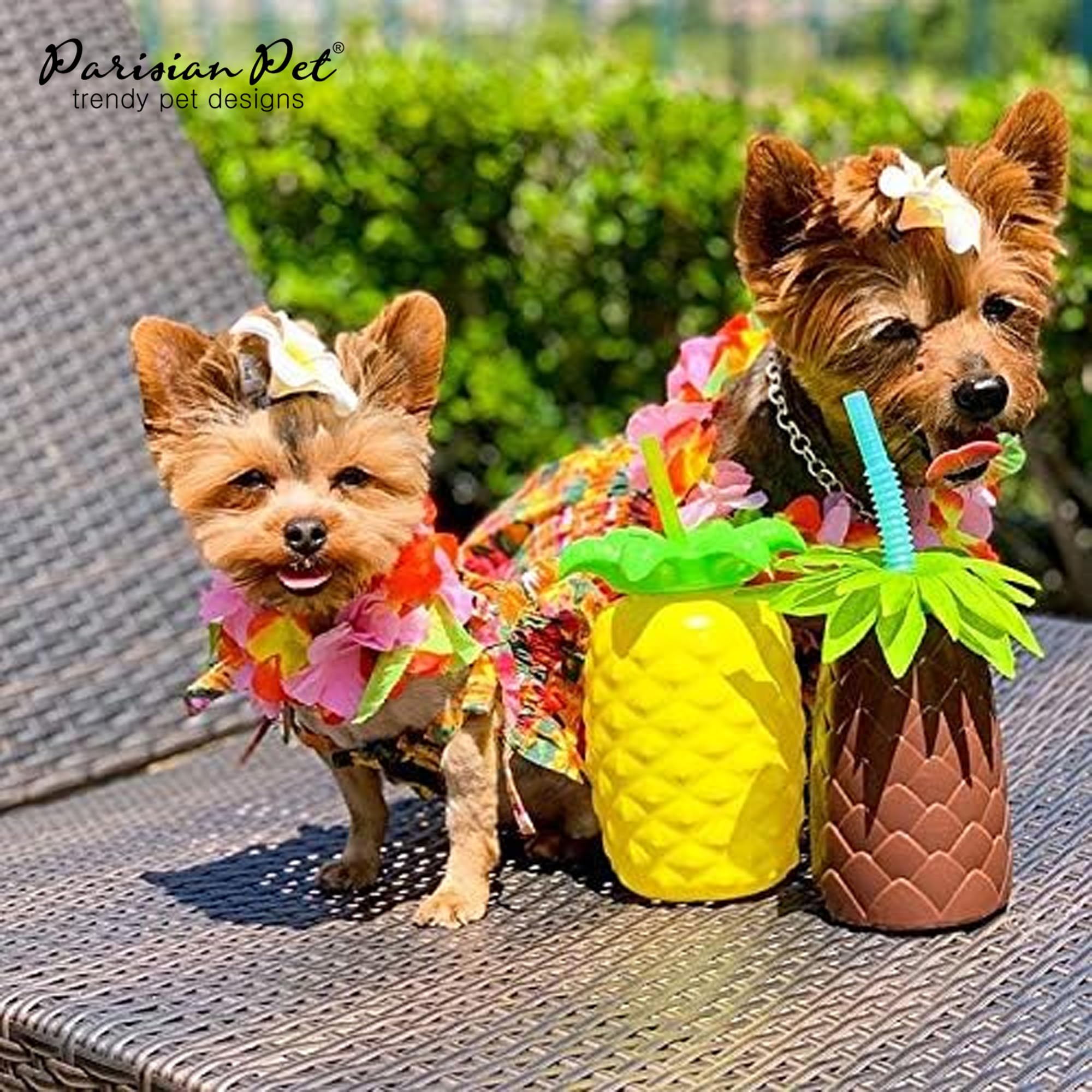 Parisian Pet Hawaiian Dog Dress - Floral Dog Beach Outfit - Pull-Up Straps Breathable Summer Clothes - Girl Xl