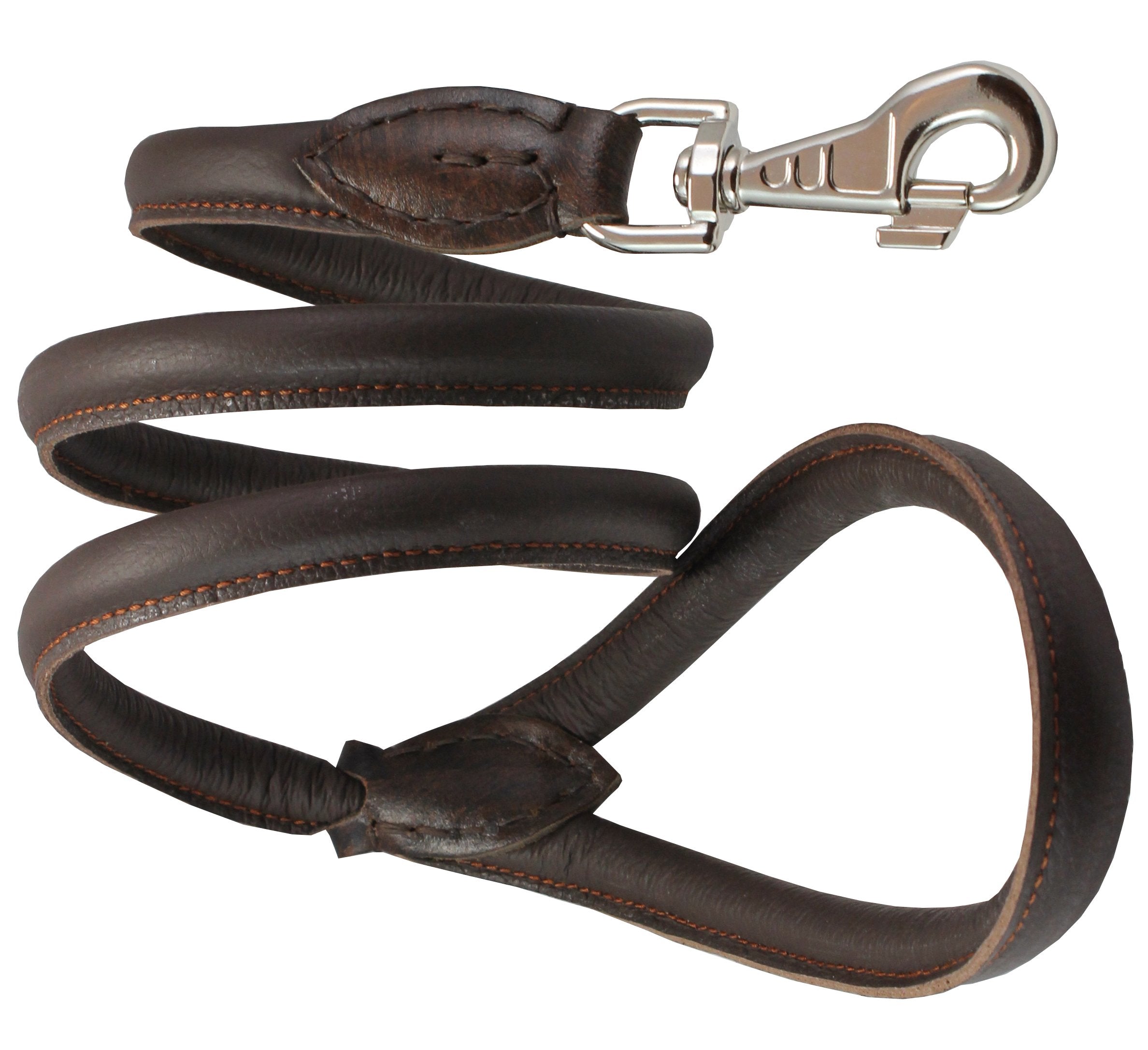 Dogs My Love 4Ft Long Round Genuine Rolled Leather Dog Leash Brown (Large: 1/2' (12Mm))