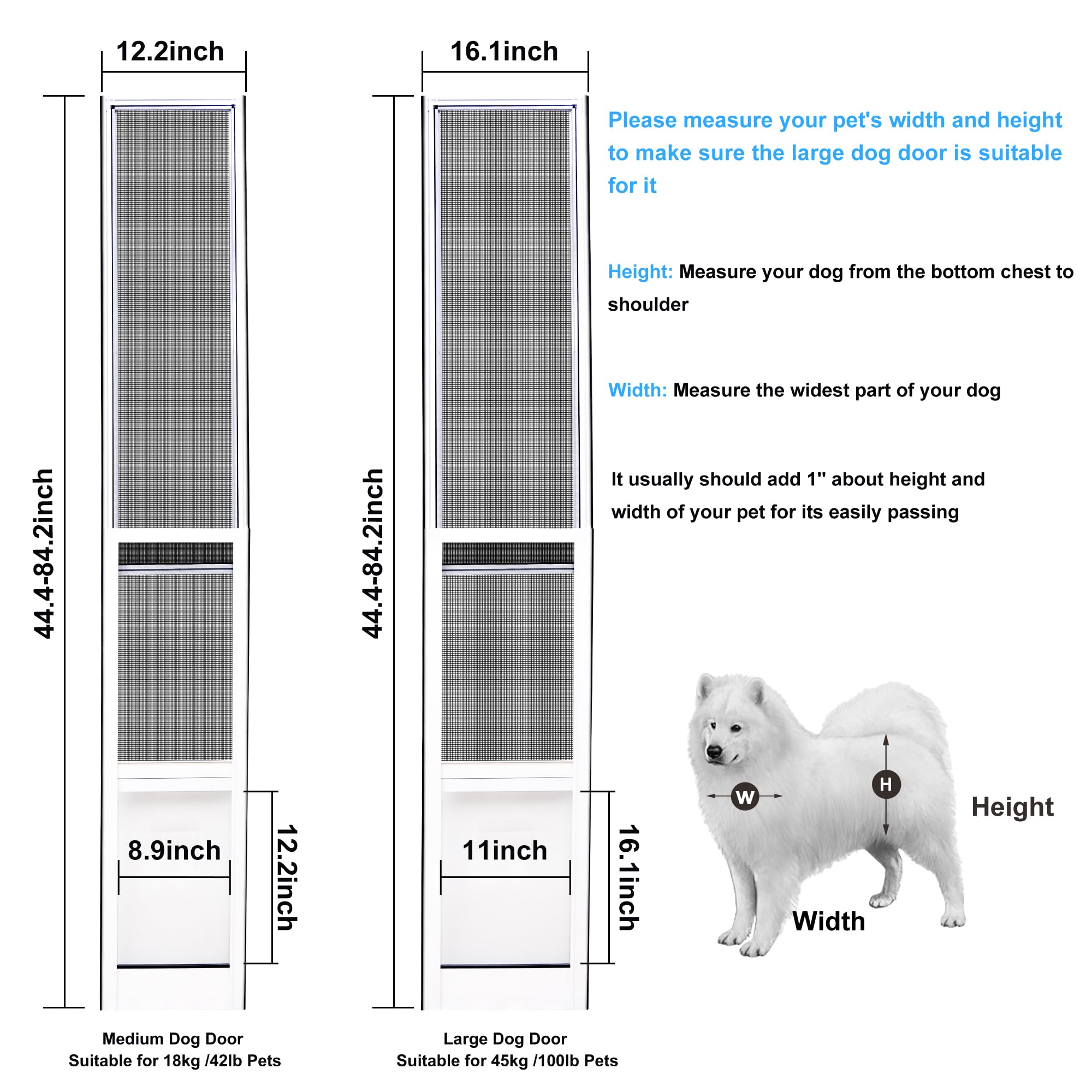 Haniml Large Dog Door For Sliding Glass Doors Doggie Door Insert For Screen Patio Pets Door With Lockable Panel Magnetic Closure