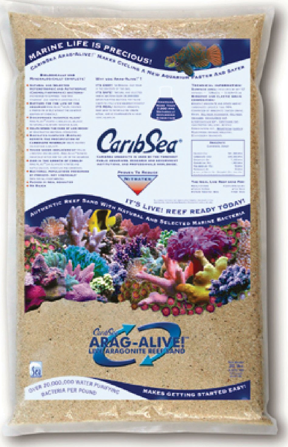 Caribsea Arag-Alive 20-Pound Special Grade Reef Sand, Bahamas Oolite