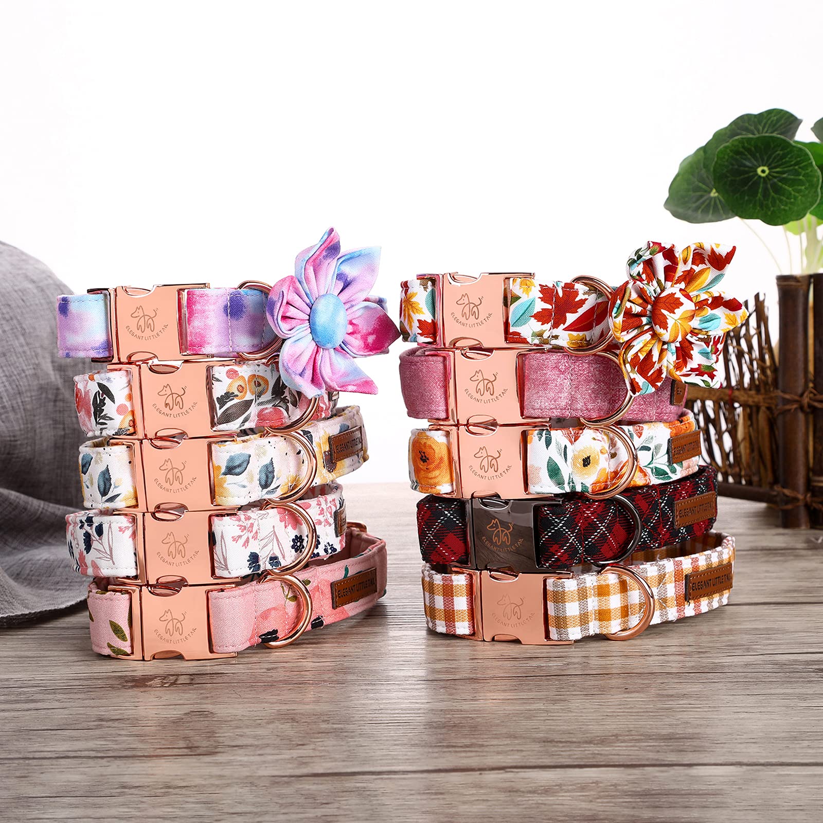 Elegant Little Tail Flower Christmas Dog Collar For Female Or Male Dogs, Gift Pet Collar Adjustable Dog Collars For X-Small Dogs And Cats