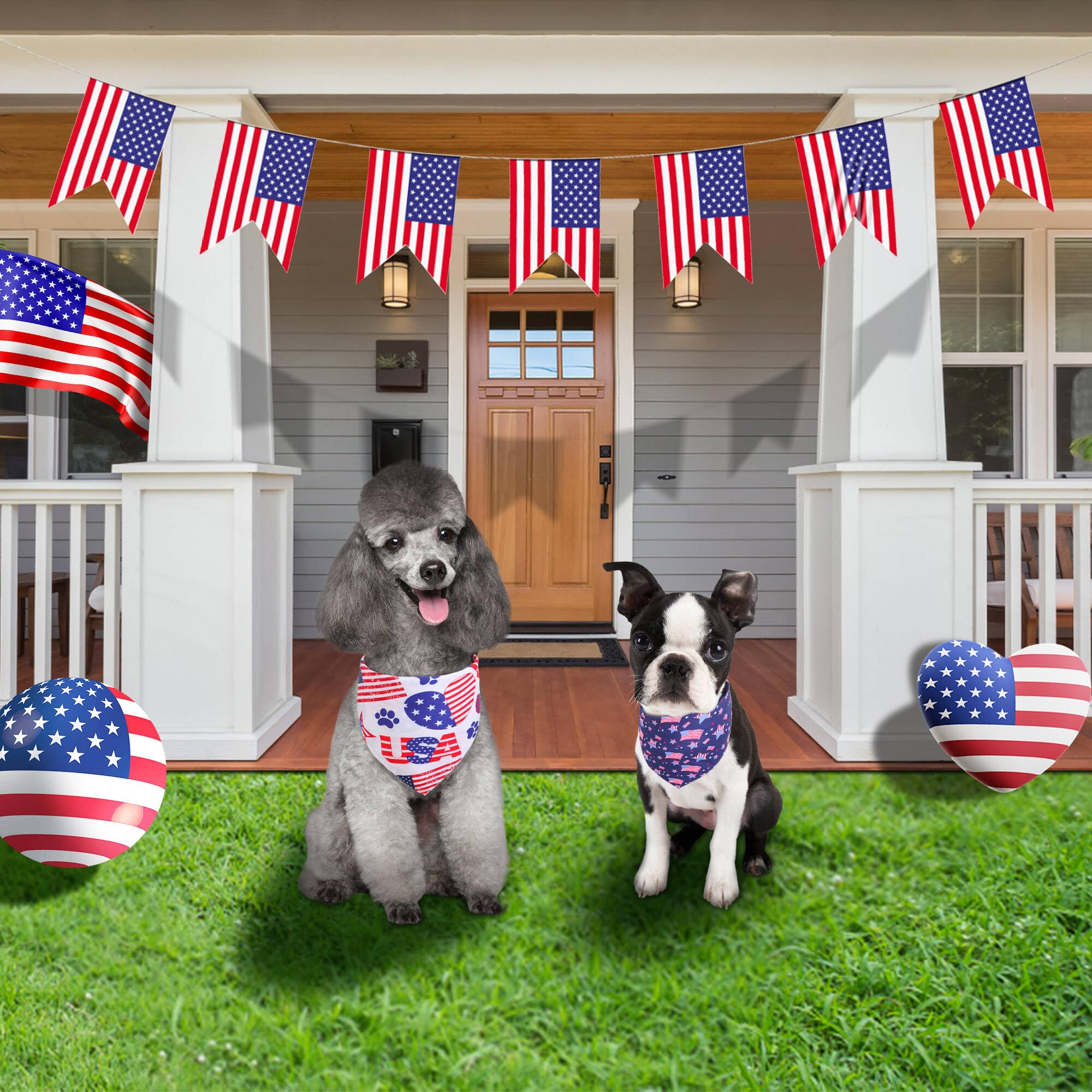 Gofshy 4Th Of July Dog Bandanas Small 2Pcs, American Flag Patriotic Scarf, Independence Holiday Bandana,Premium Durable Triangle