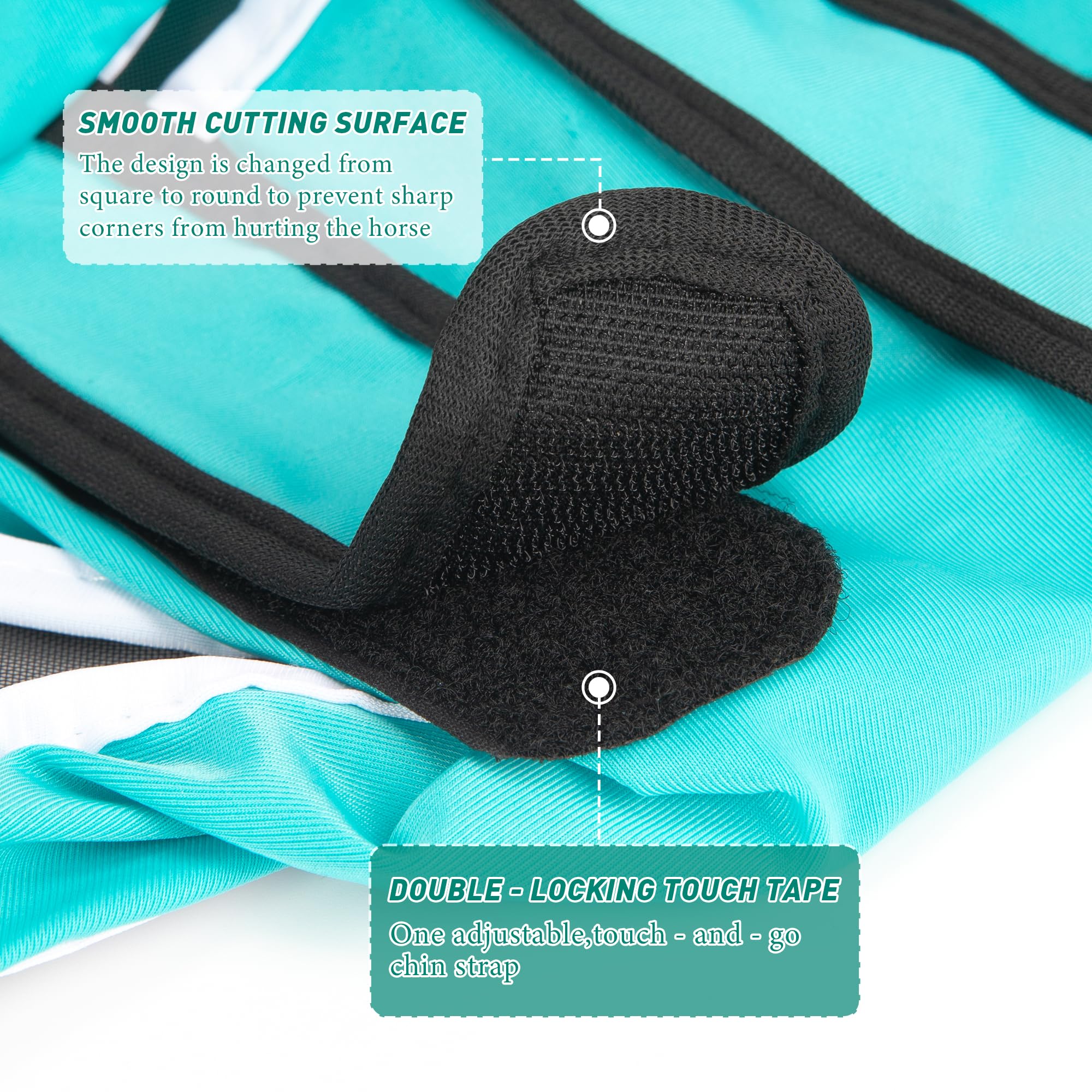 Qoroos 2 in 1 Set Detachable Horse Fly Mask with Nose Cover Fly Masks for Horses with Ears & Eyes Adjustable for All Face UV Pro